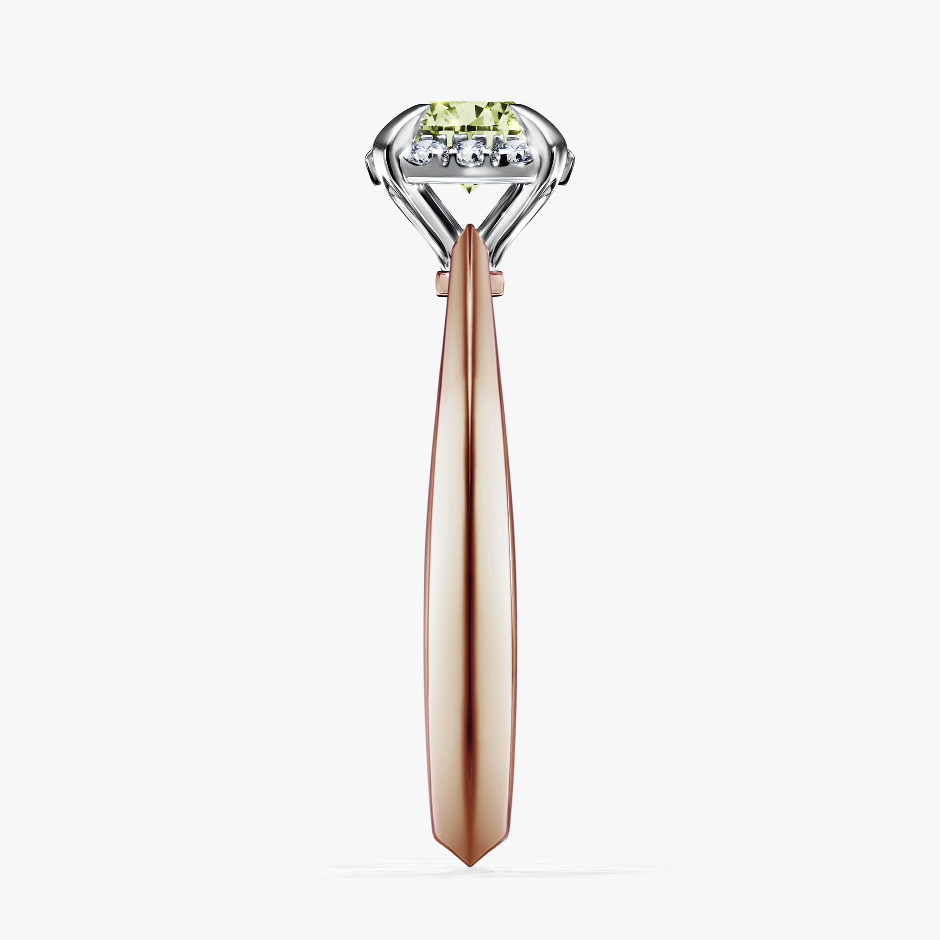 Pierścionek zaręczynowy My Beauty z różowego złota z jasnym zielonym diamentem 0,62ct