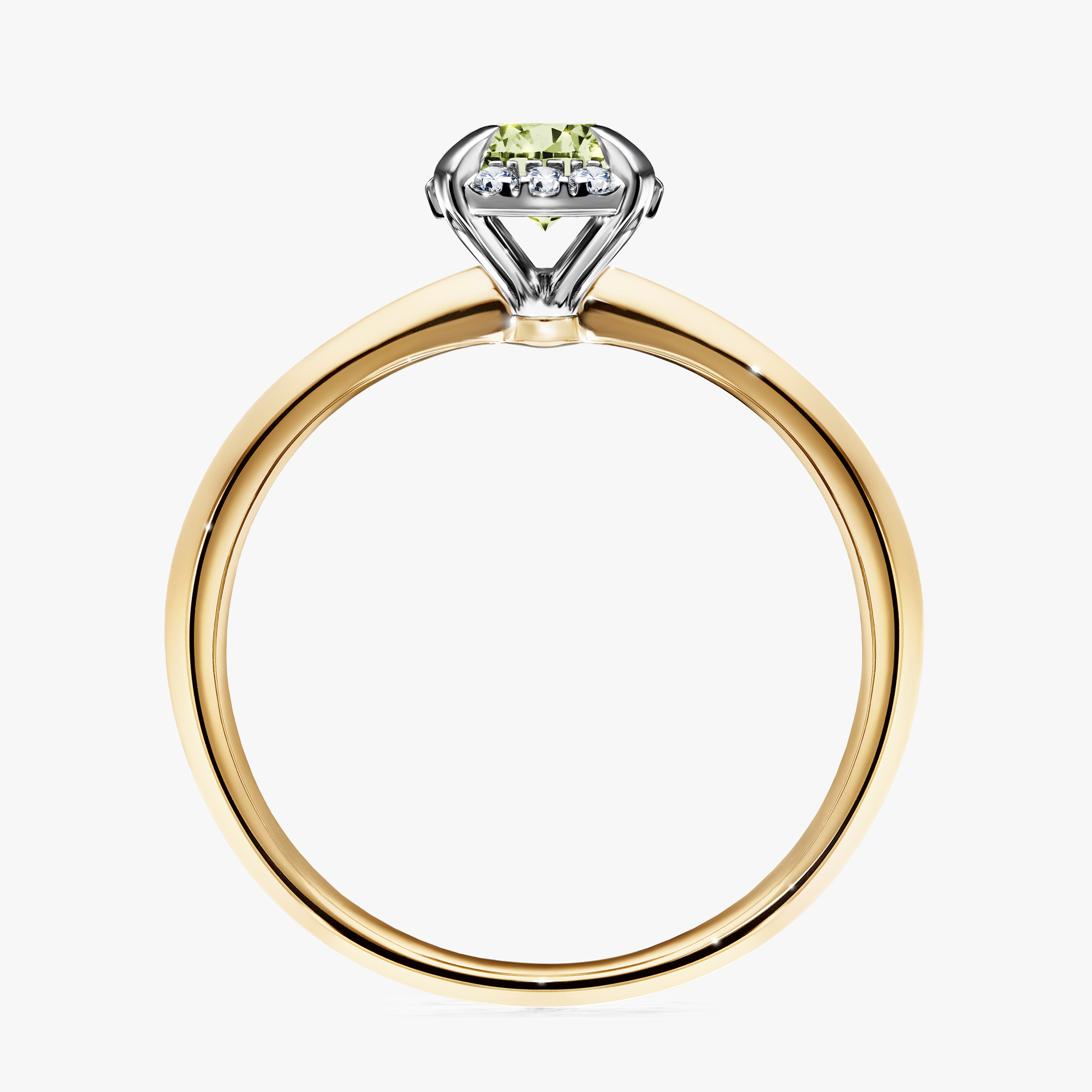Pierścionek zaręczynowy My Beauty z żółtego złota z jasnym zielonym diamentem 0,62ct