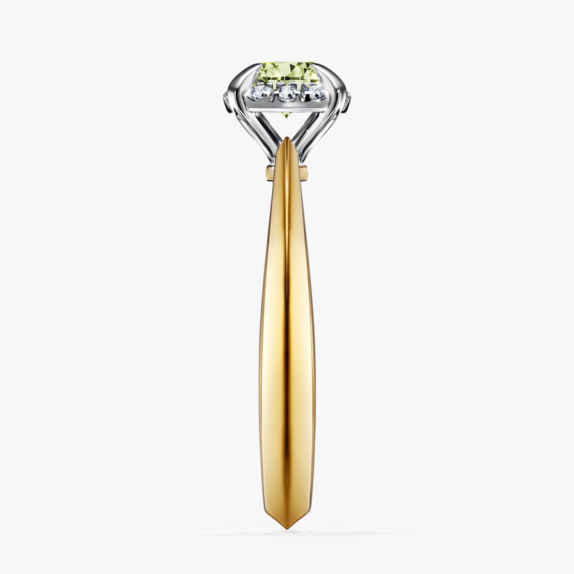 Pierścionek zaręczynowy My Beauty z żółtego złota z jasnym zielonym diamentem 0,62ct