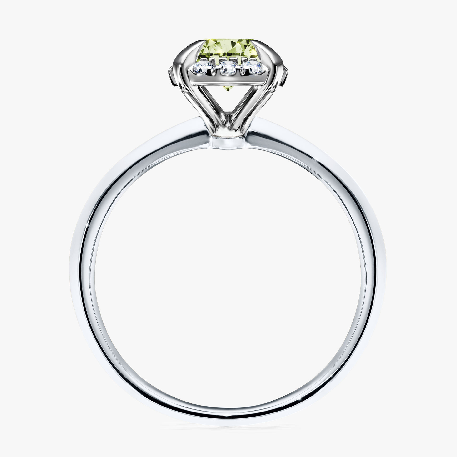 Pierścionek zaręczynowy My Beauty z białego złota z jasnym zielonym diamentem 0,98ct