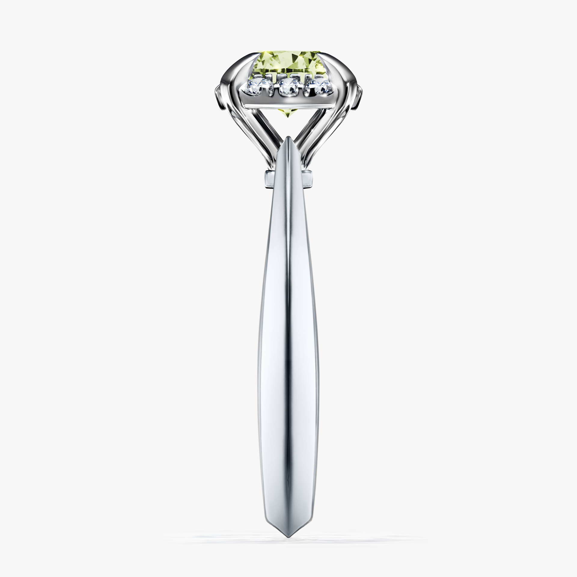 Pierścionek zaręczynowy My Beauty z białego złota z jasnym zielonym diamentem 0,98ct