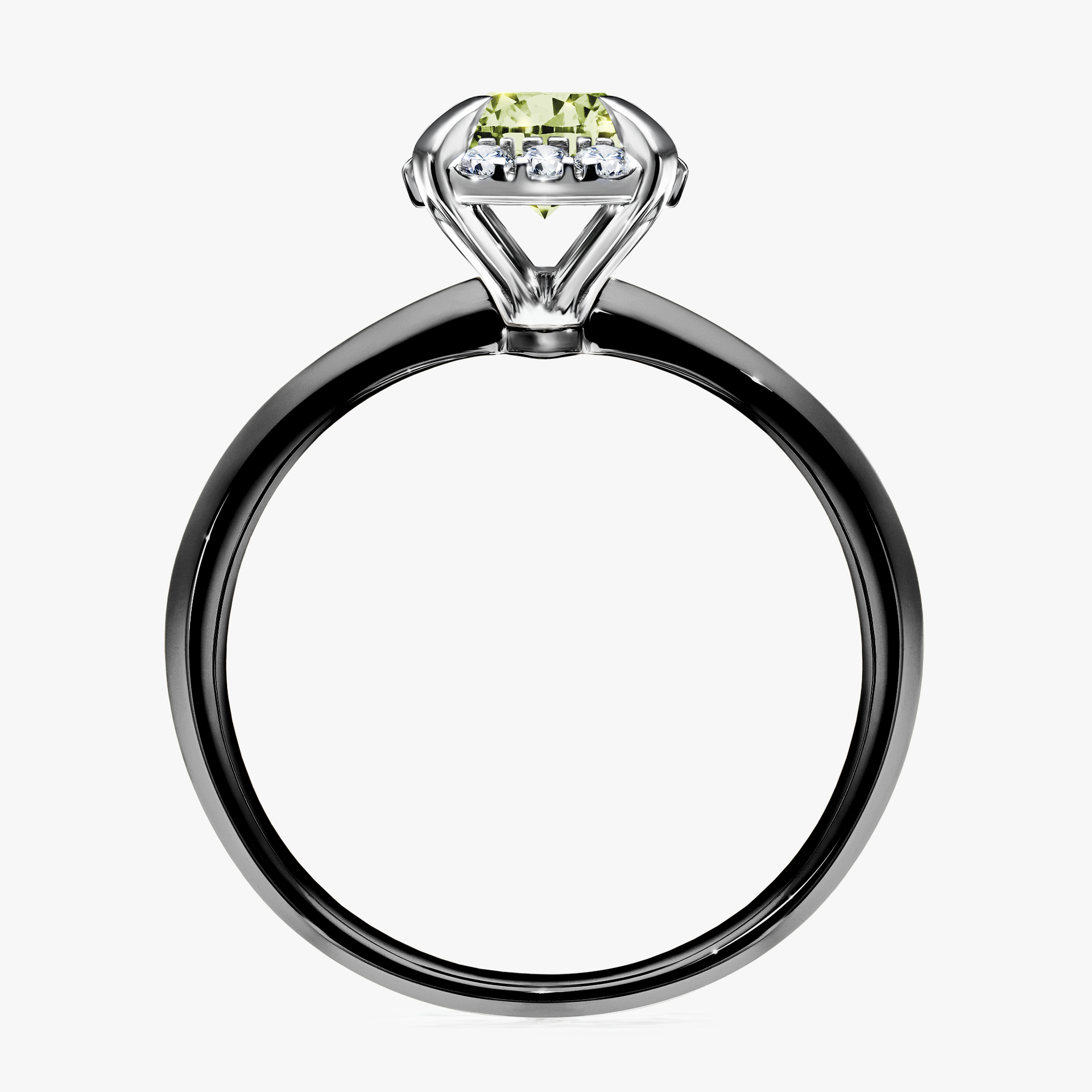 Pierścionek zaręczynowy My Beauty z czarnego złota z jasnym zielonym diamentem 0,98ct