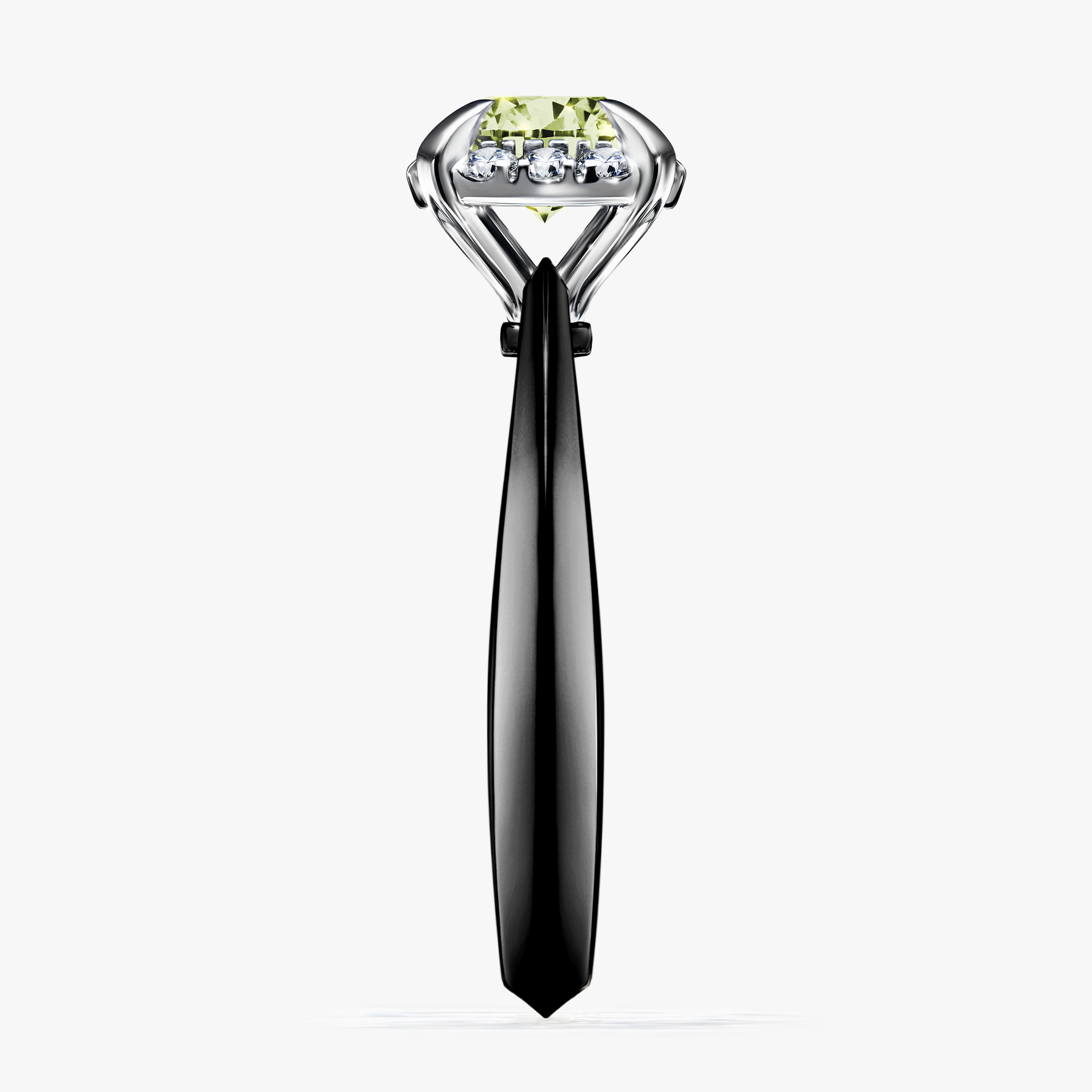 Pierścionek zaręczynowy My Beauty z czarnego złota z jasnym zielonym diamentem 0,98ct