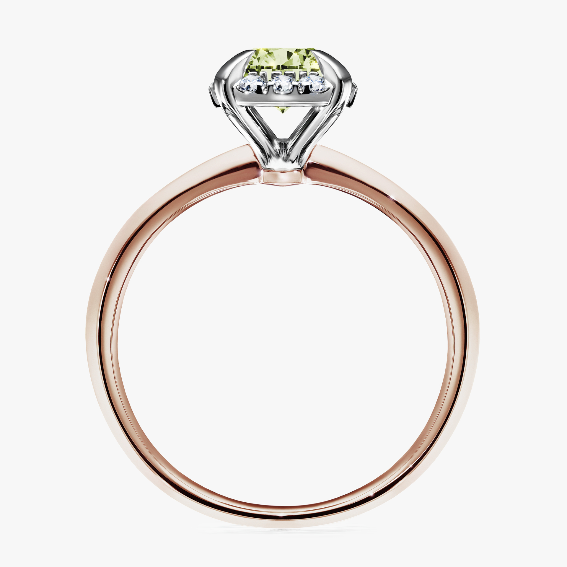 Pierścionek zaręczynowy My Beauty z różowego złota z jasnym zielonym diamentem 0,98ct