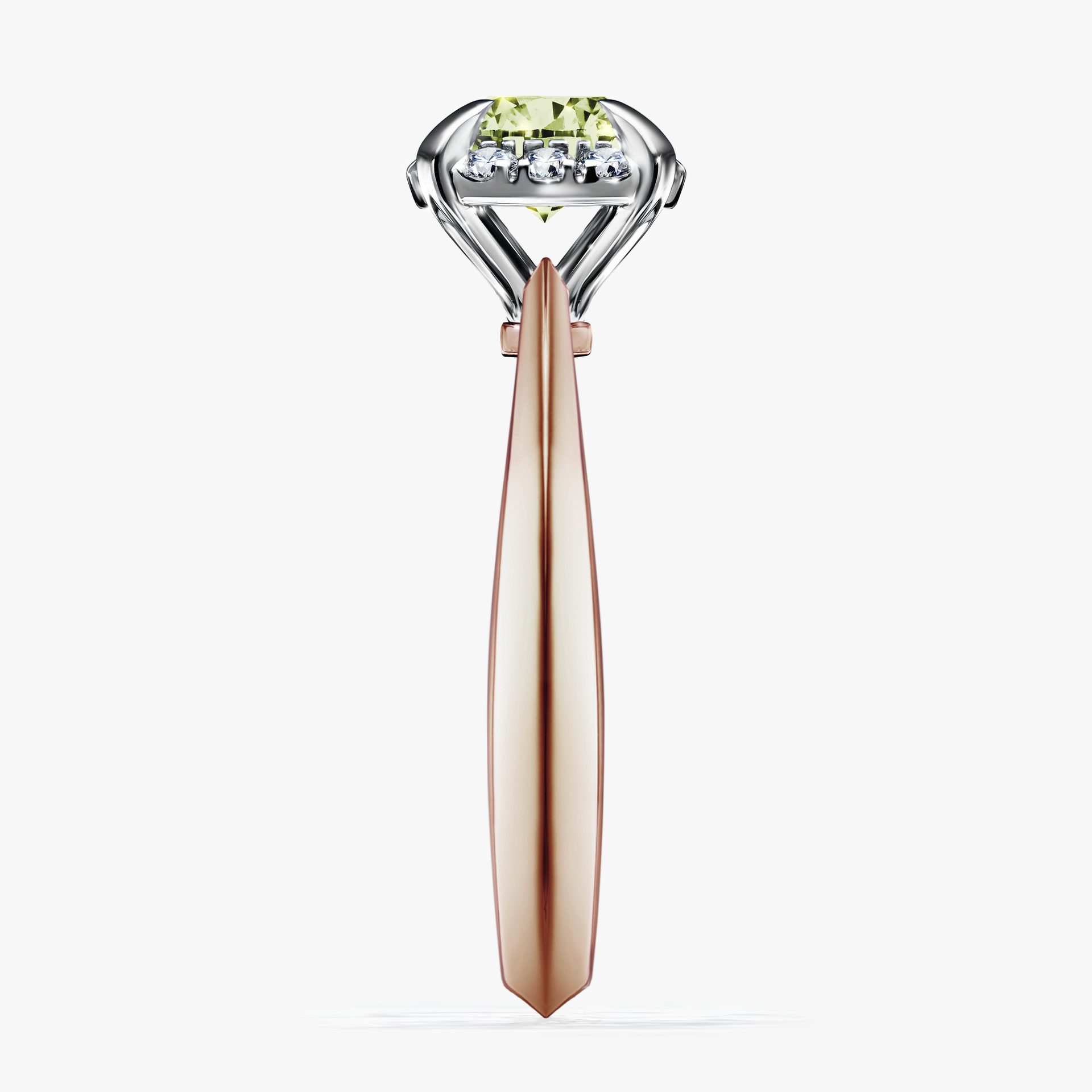 Pierścionek zaręczynowy My Beauty z różowego złota z jasnym zielonym diamentem 0,98ct