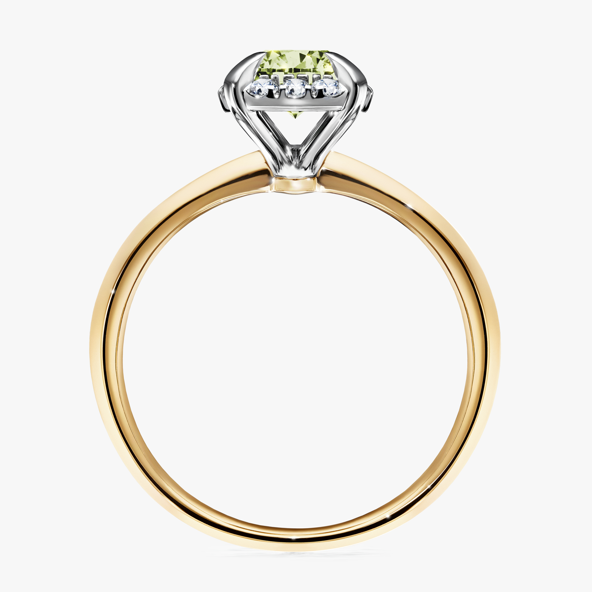 Pierścionek zaręczynowy My Beauty z żółtego złota z jasnym zielonym diamentem 0,98ct