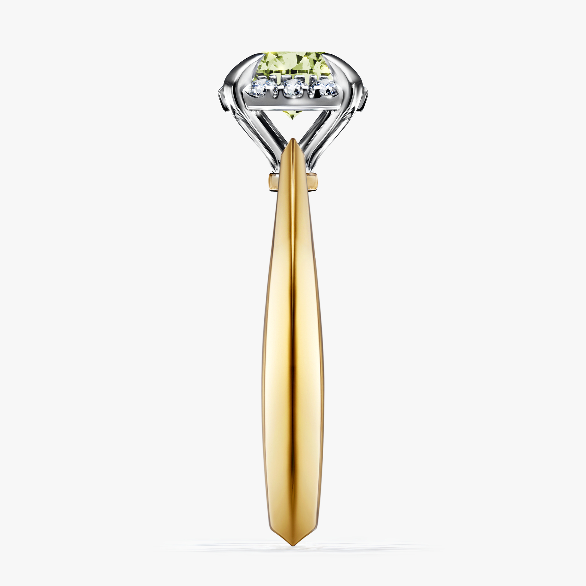 Pierścionek zaręczynowy My Beauty z żółtego złota z jasnym zielonym diamentem 0,98ct