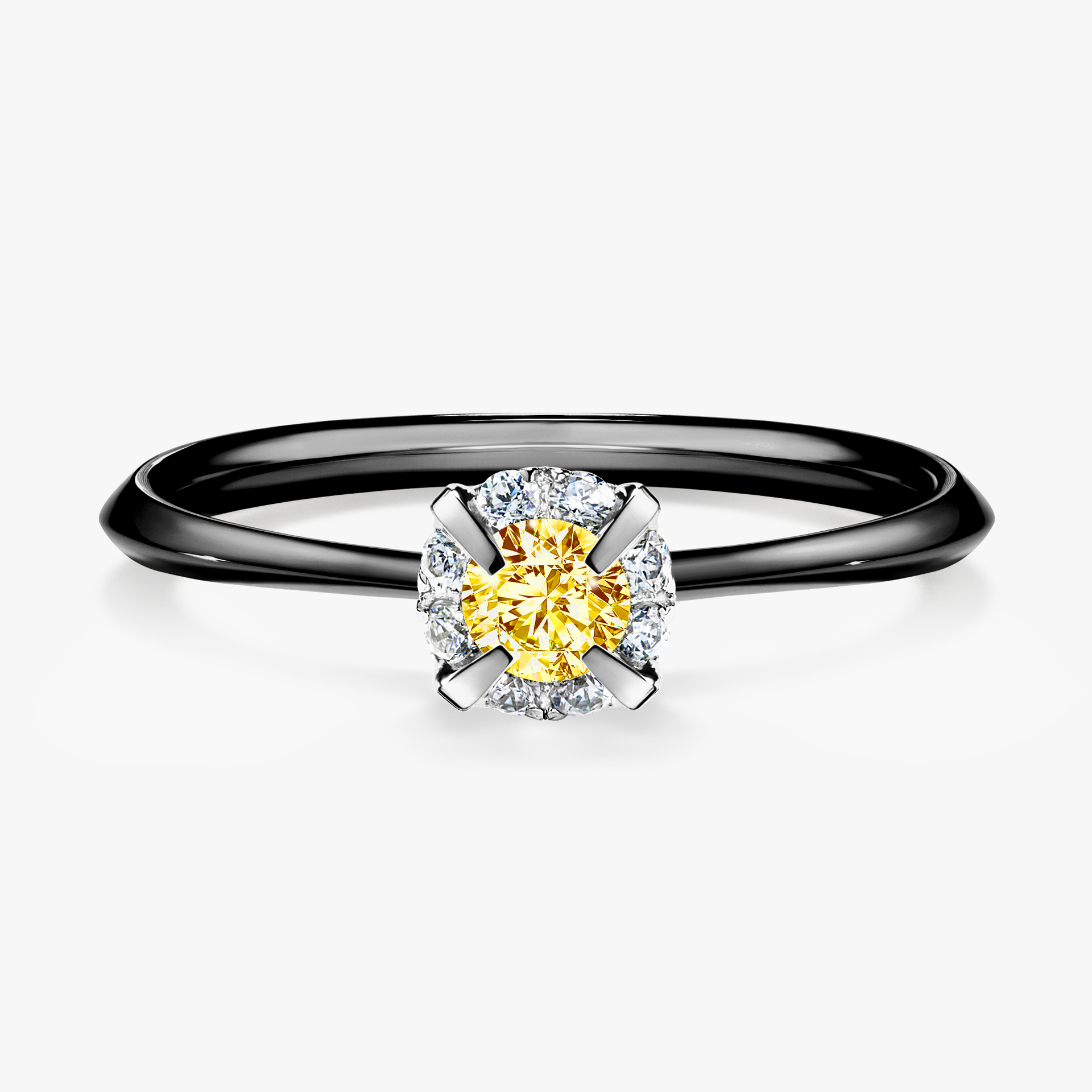 Pierścionek zaręczynowy My Beauty z czarnego złota z żółtym diamentem 0,14ct