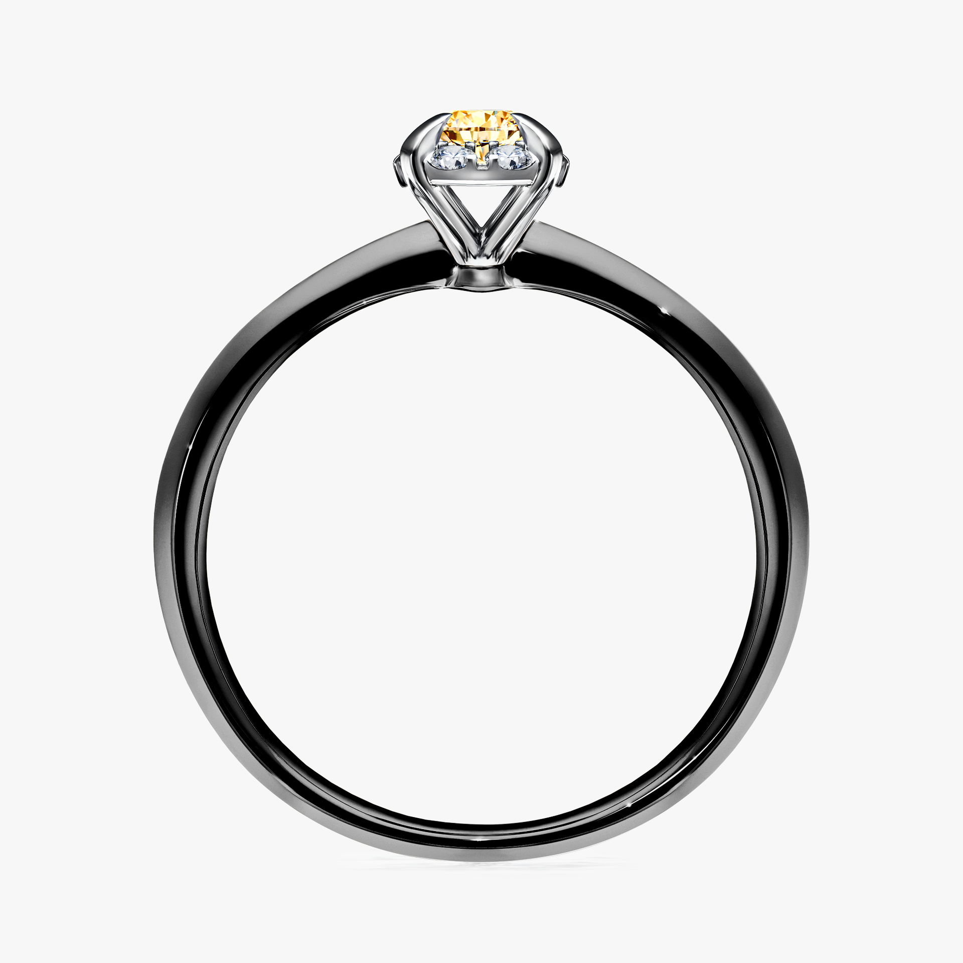 Pierścionek zaręczynowy My Beauty z czarnego złota z żółtym diamentem 0,14ct