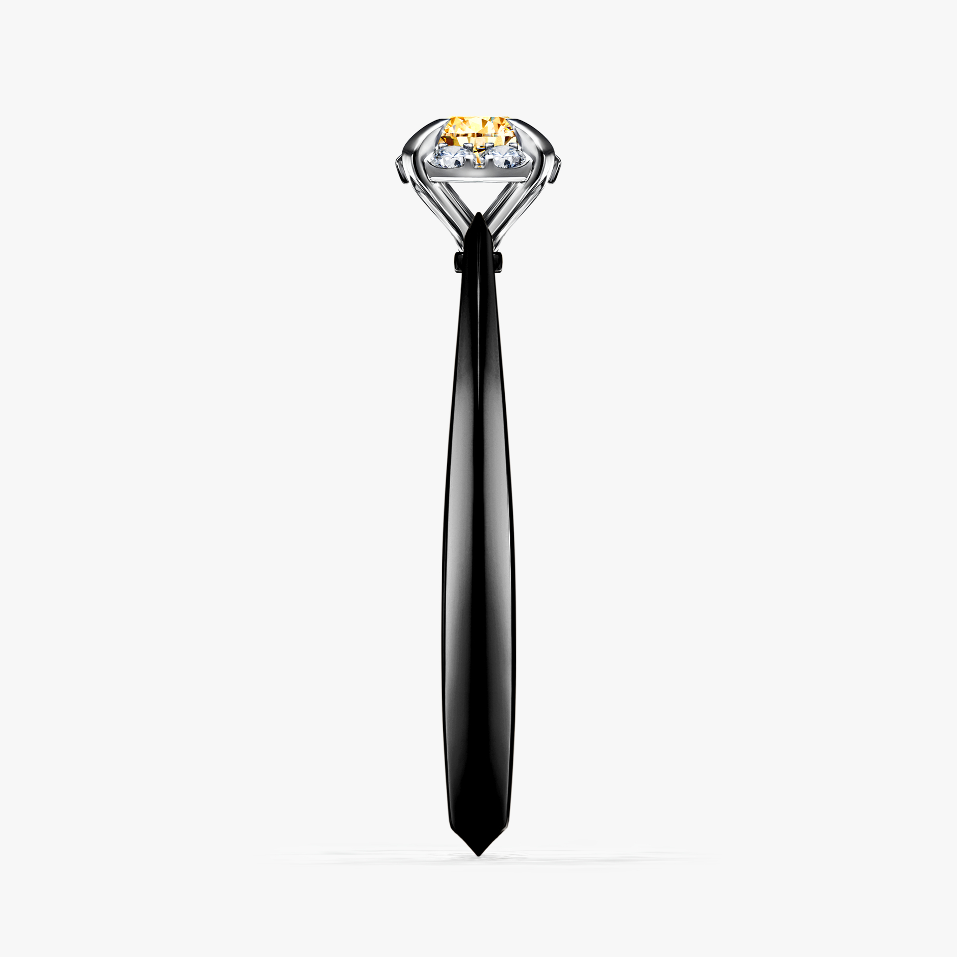 Pierścionek zaręczynowy My Beauty z czarnego złota z żółtym diamentem 0,14ct
