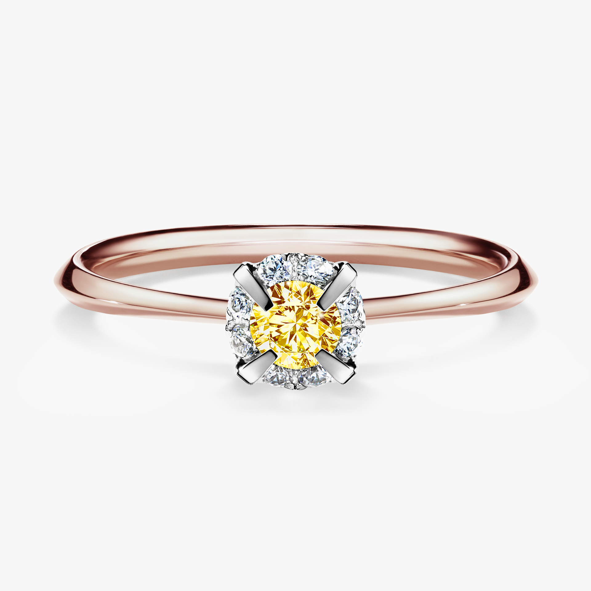 Pierścionek zaręczynowy My Beauty z różowego złota z żółtym diamentem 0,14ct