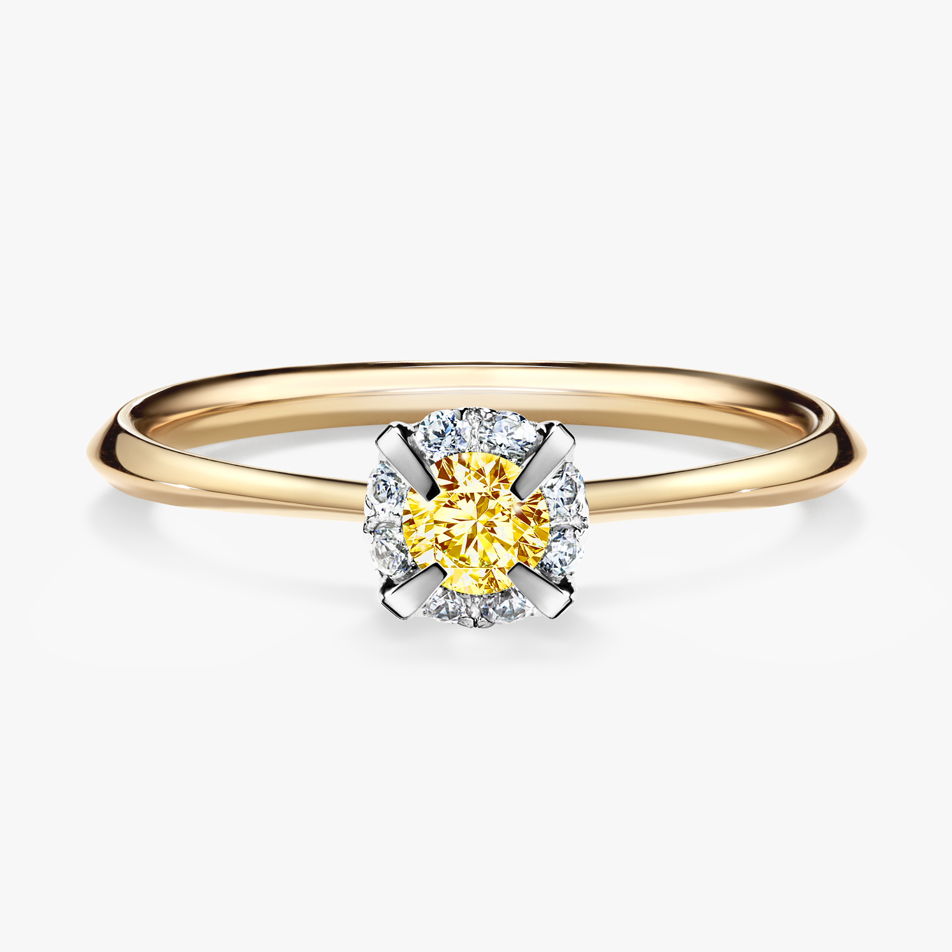 Pierścionek zaręczynowy My Beauty z żółtego złota z żółtym diamentem 0,14ct