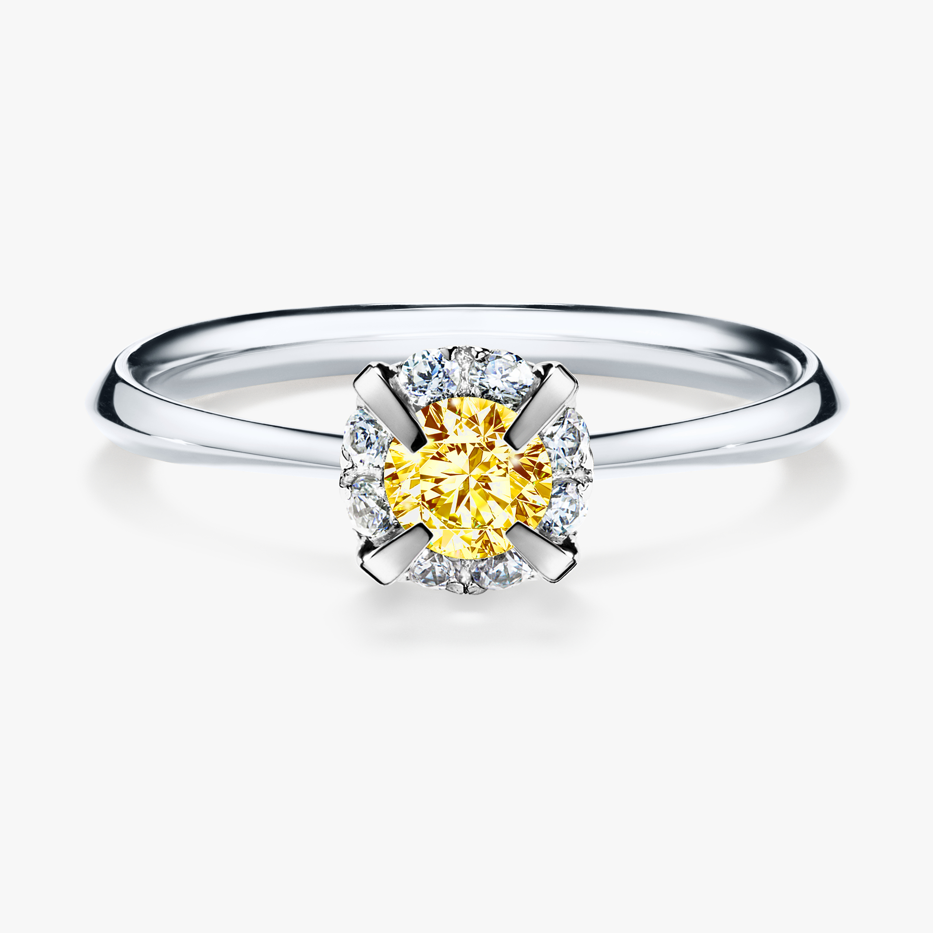 Pierścionek zaręczynowy My Beauty z białego złota z żółtym diamentem 0,33ct