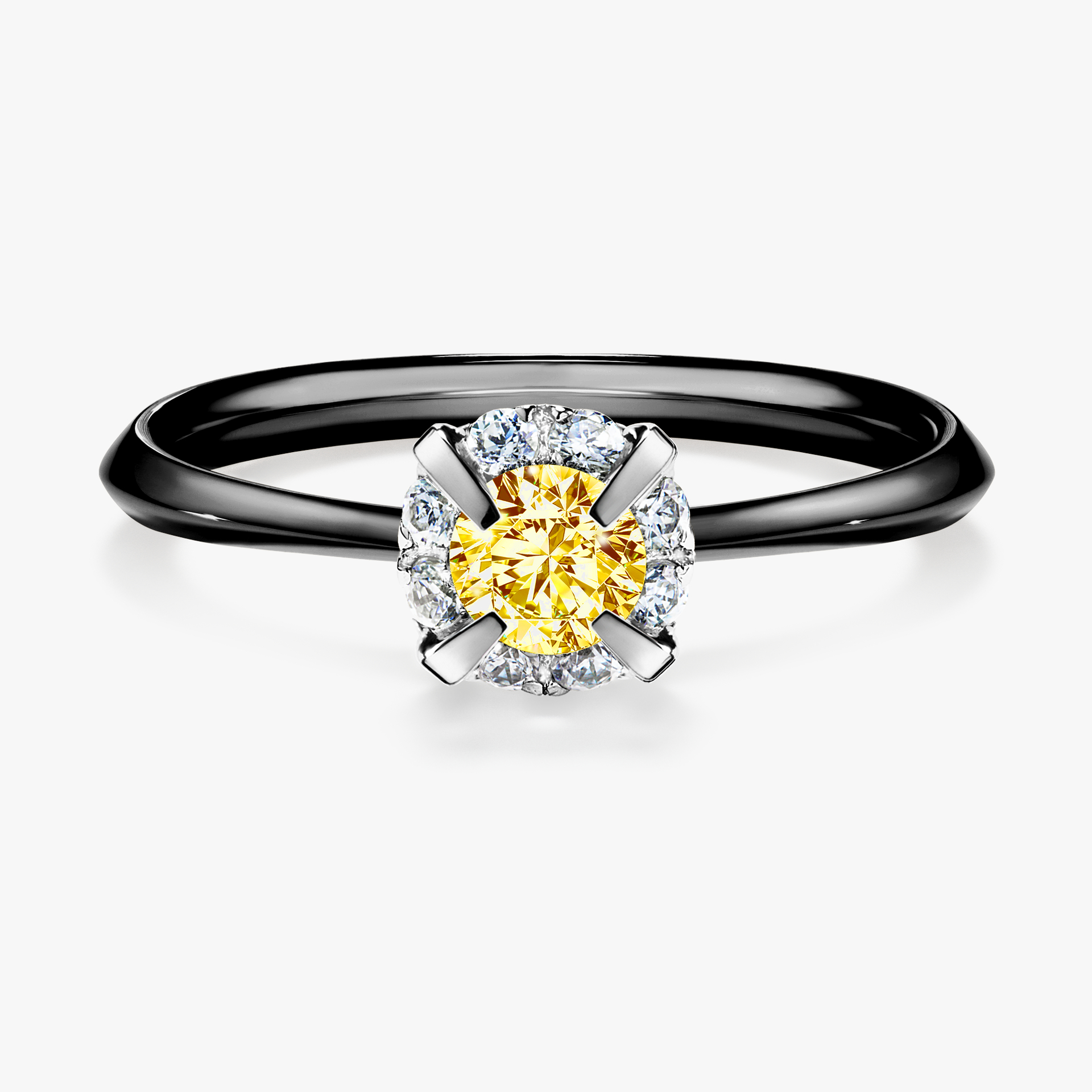 Pierścionek zaręczynowy My Beauty z czarnego złota z żółtym diamentem 0,33ct