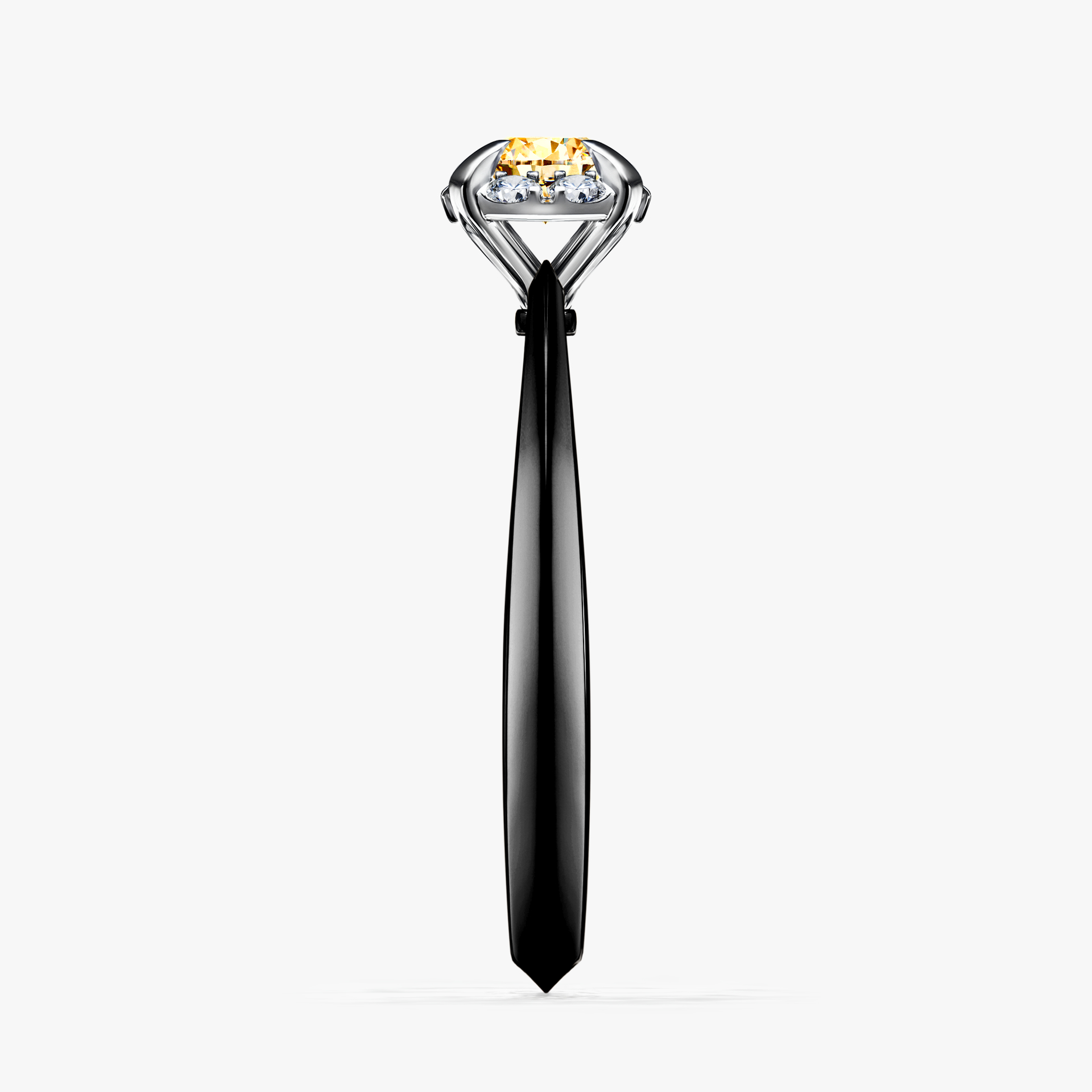 Pierścionek zaręczynowy My Beauty z czarnego złota z żółtym diamentem 0,33ct