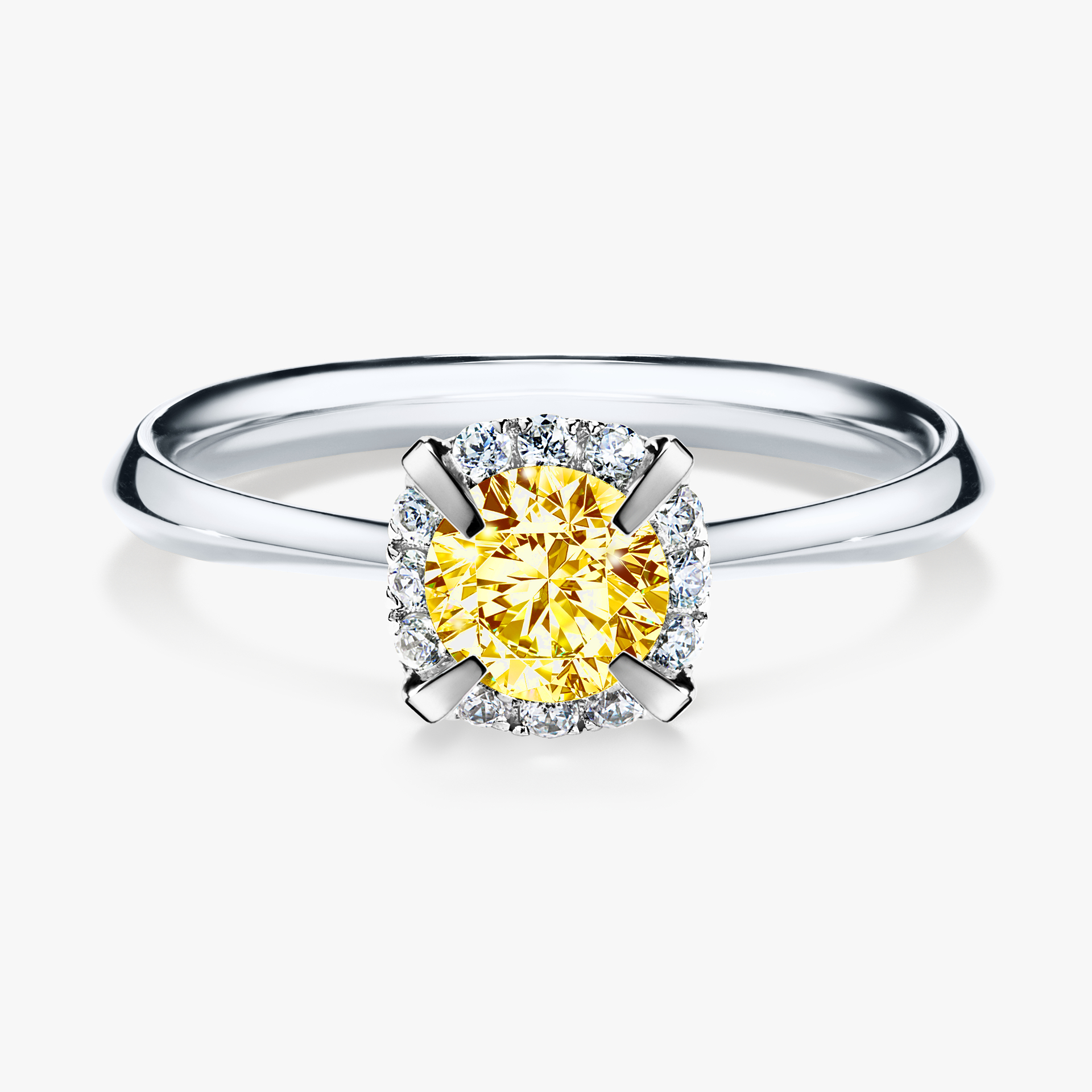 Pierścionek zaręczynowy My Beauty z białego złota z żółtym diamentem 0,62ct