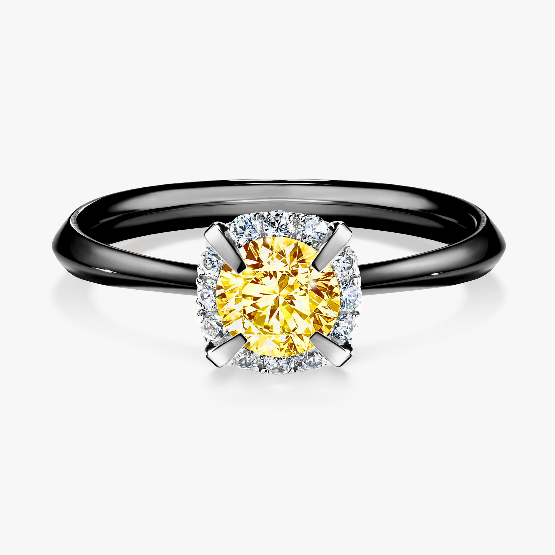Pierścionek zaręczynowy My Beauty z czarnego złota z żółtym diamentem 0,62ct