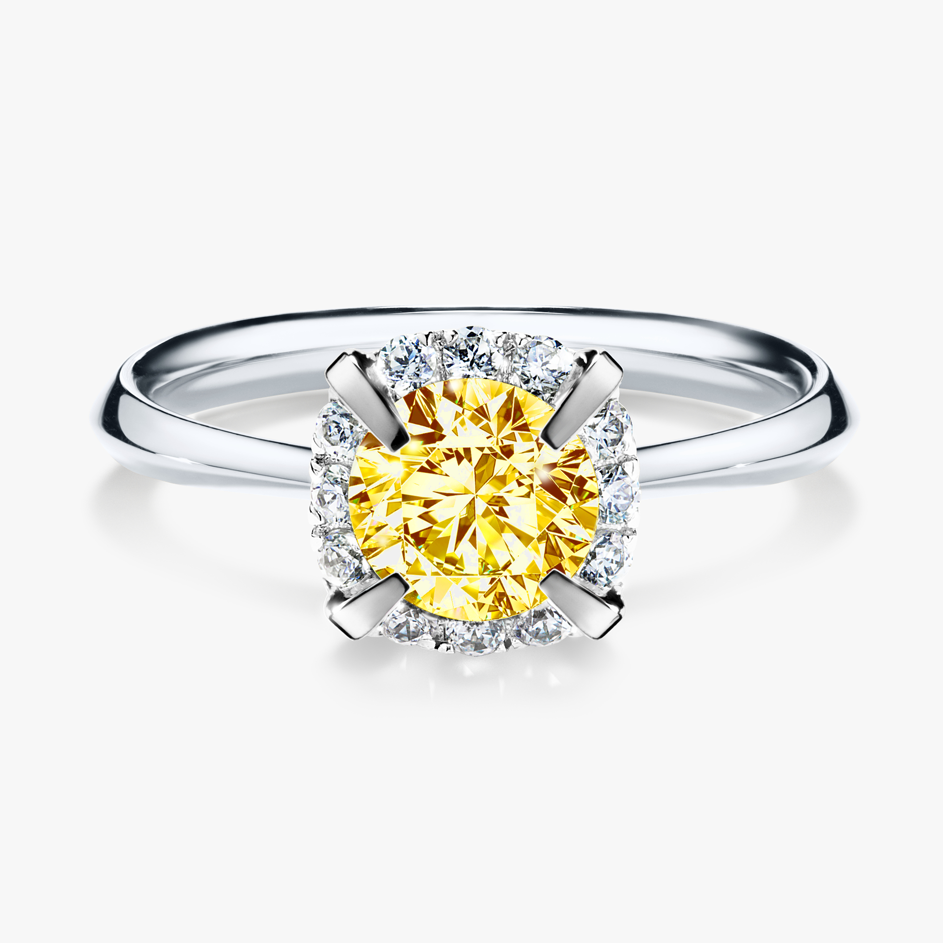 Pierścionek zaręczynowy My Beauty z białego złota z żółtym diamentem 0,98ct