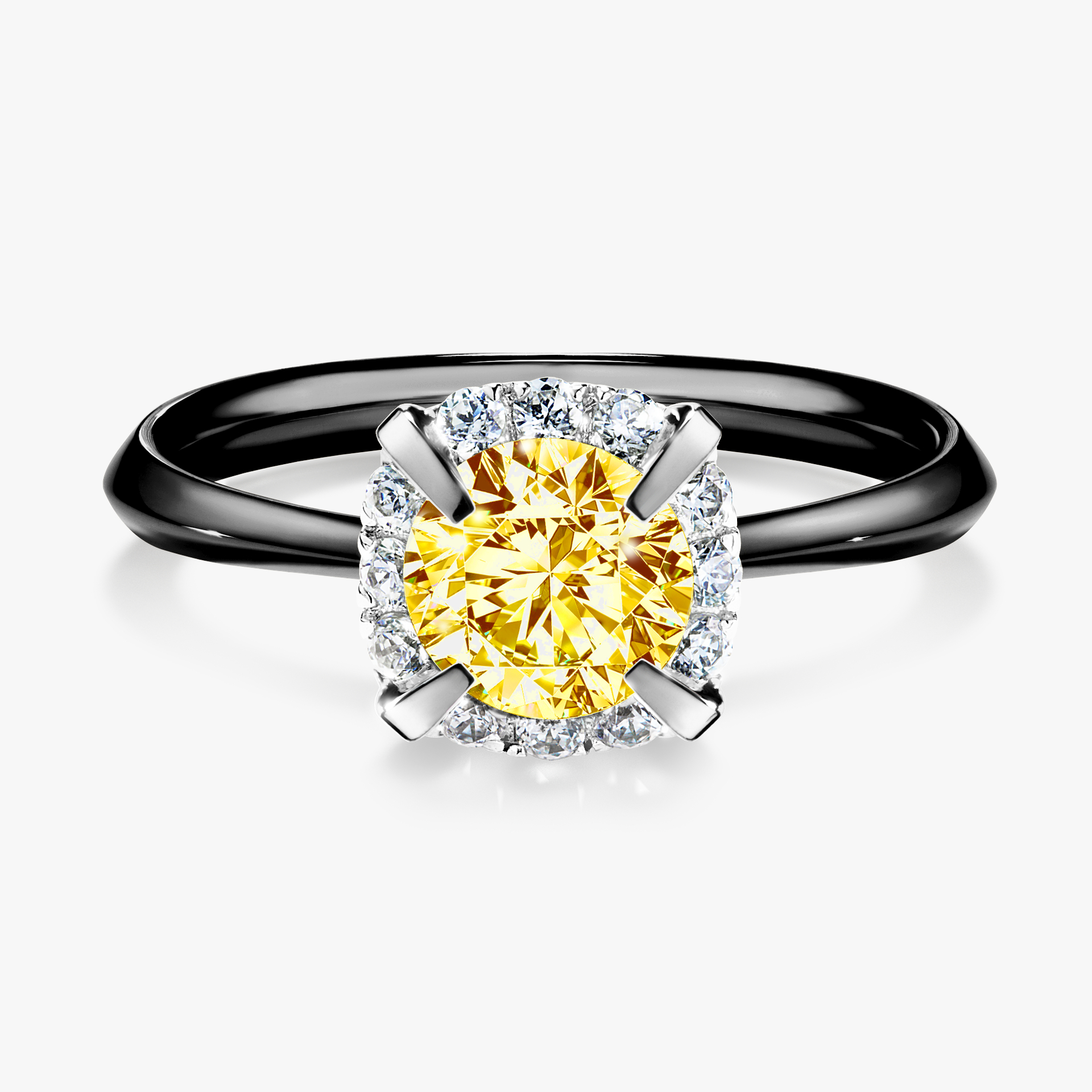 Pierścionek zaręczynowy My Beauty z czarnego złota z żółtym diamentem 0,98ct
