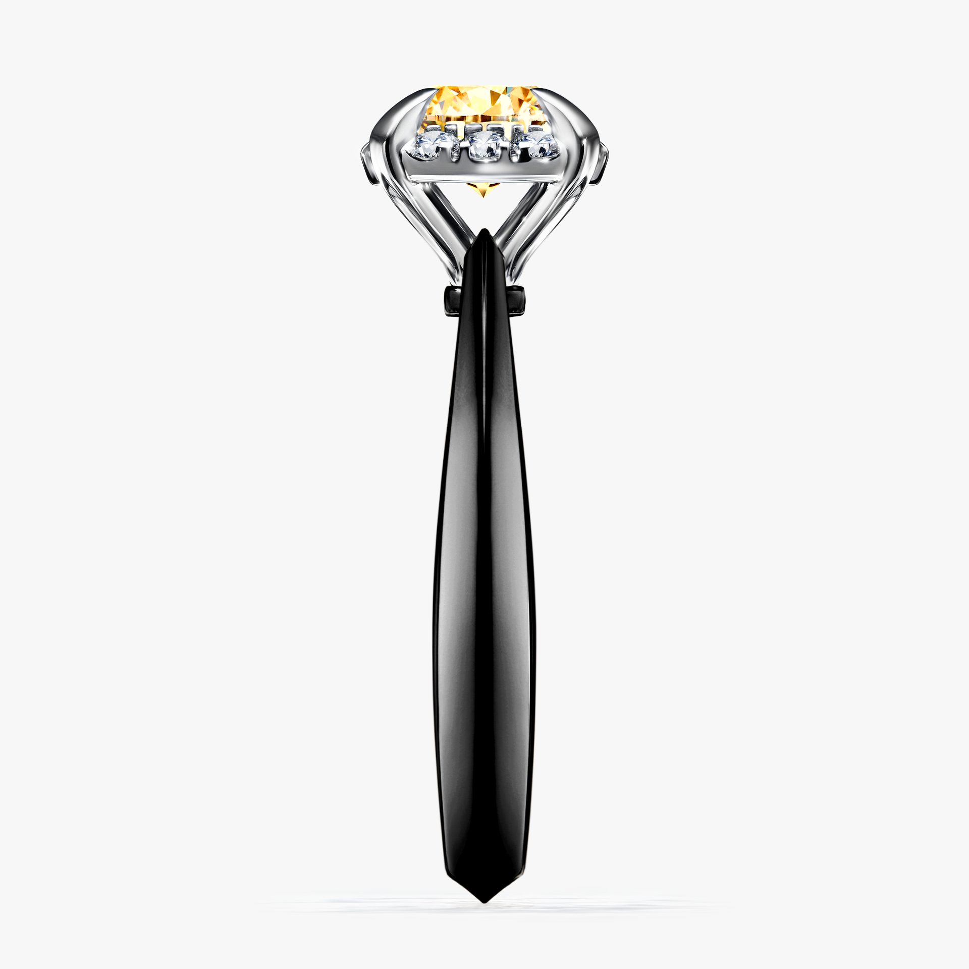 Pierścionek zaręczynowy My Beauty z czarnego złota z żółtym diamentem 0,98ct