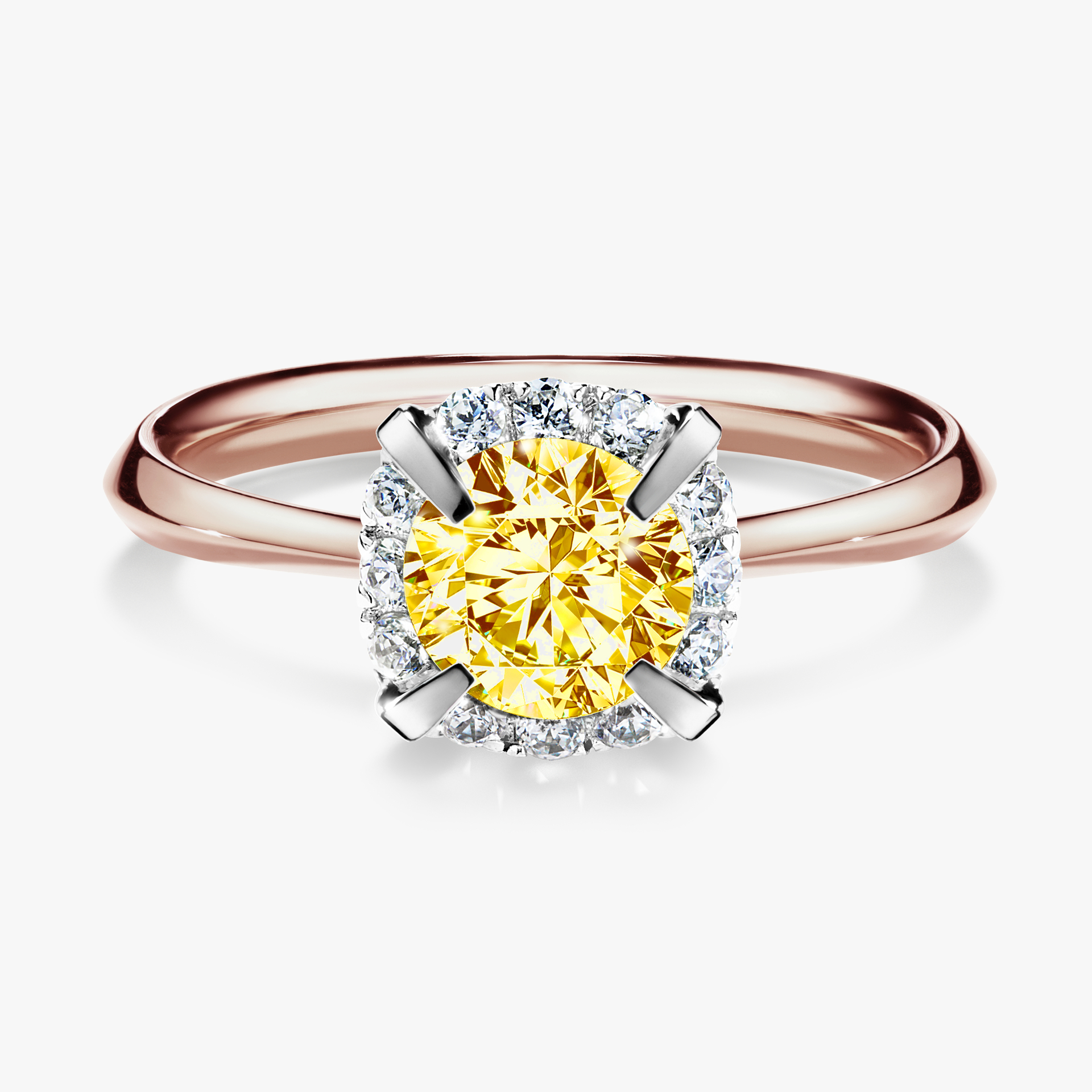Pierścionek zaręczynowy My Beauty z różowego złota z żółtym diamentem 0,98ct
