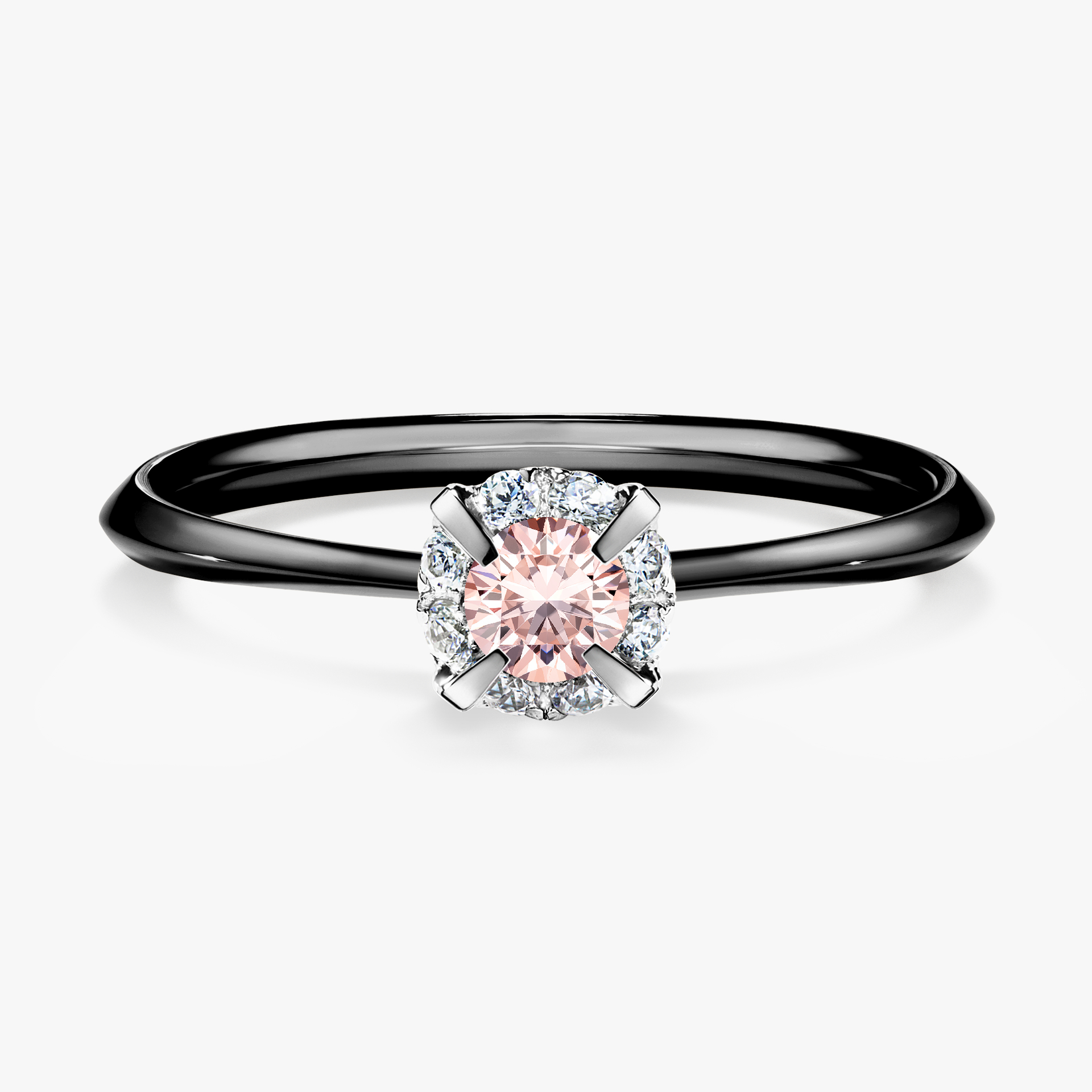 Pierścionek zaręczynowy My Beauty z czarnego złota z morganitem 0,14ct