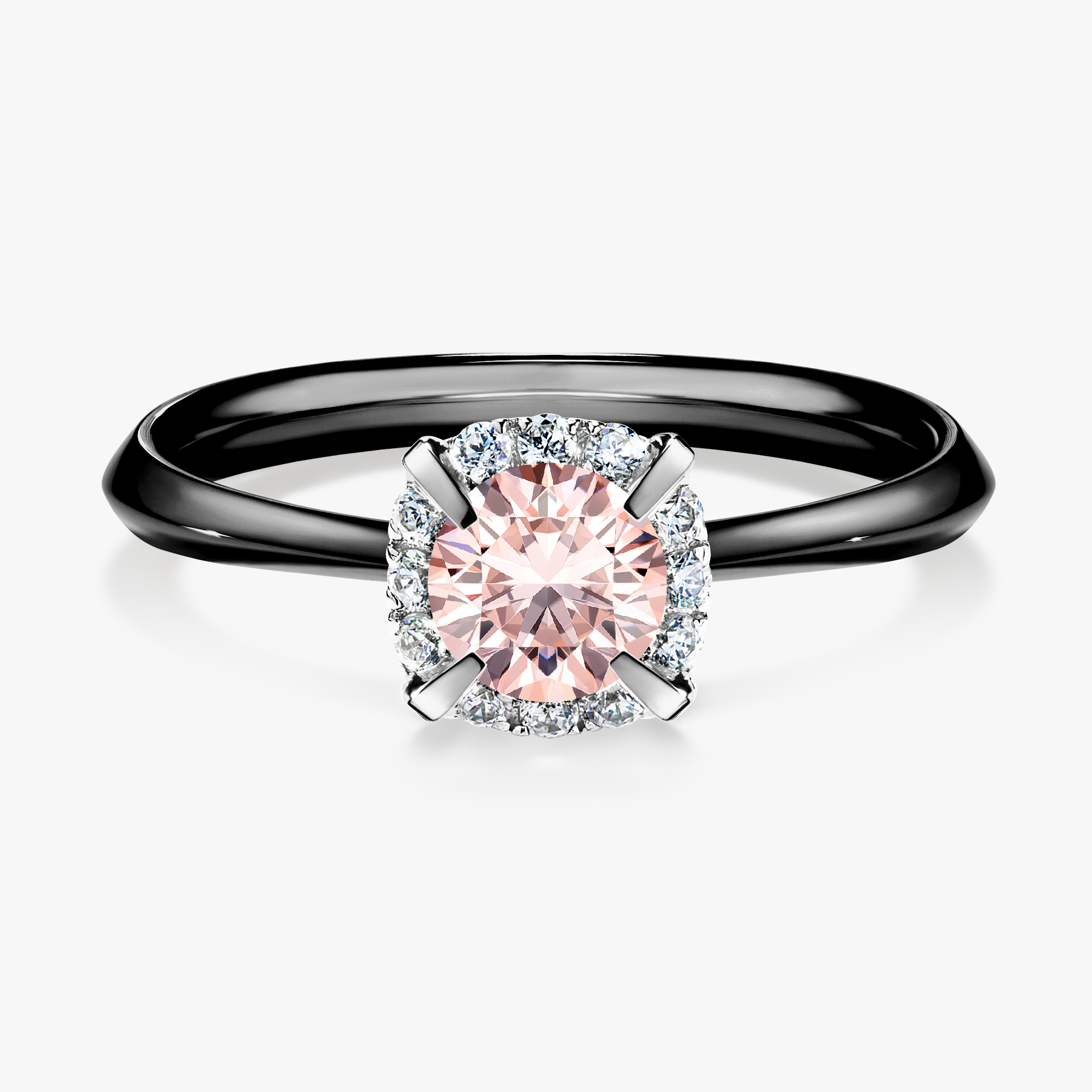 Pierścionek zaręczynowy My Beauty z czarnego złota z morganitem 0,62ct