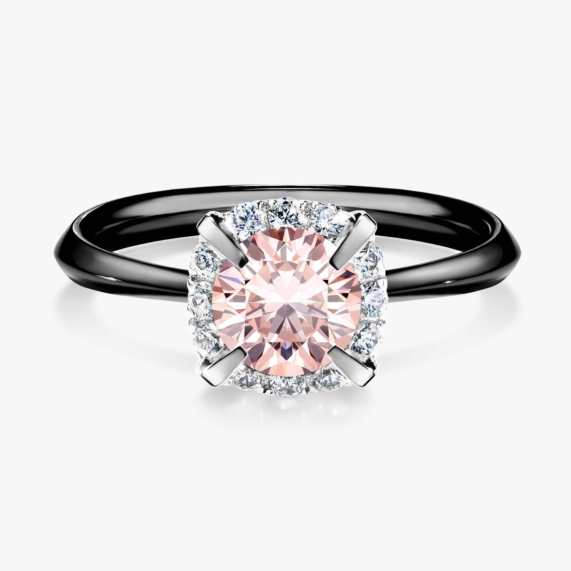 Pierścionek zaręczynowy My Beauty z czarnego złota z morganitem 0,98ct