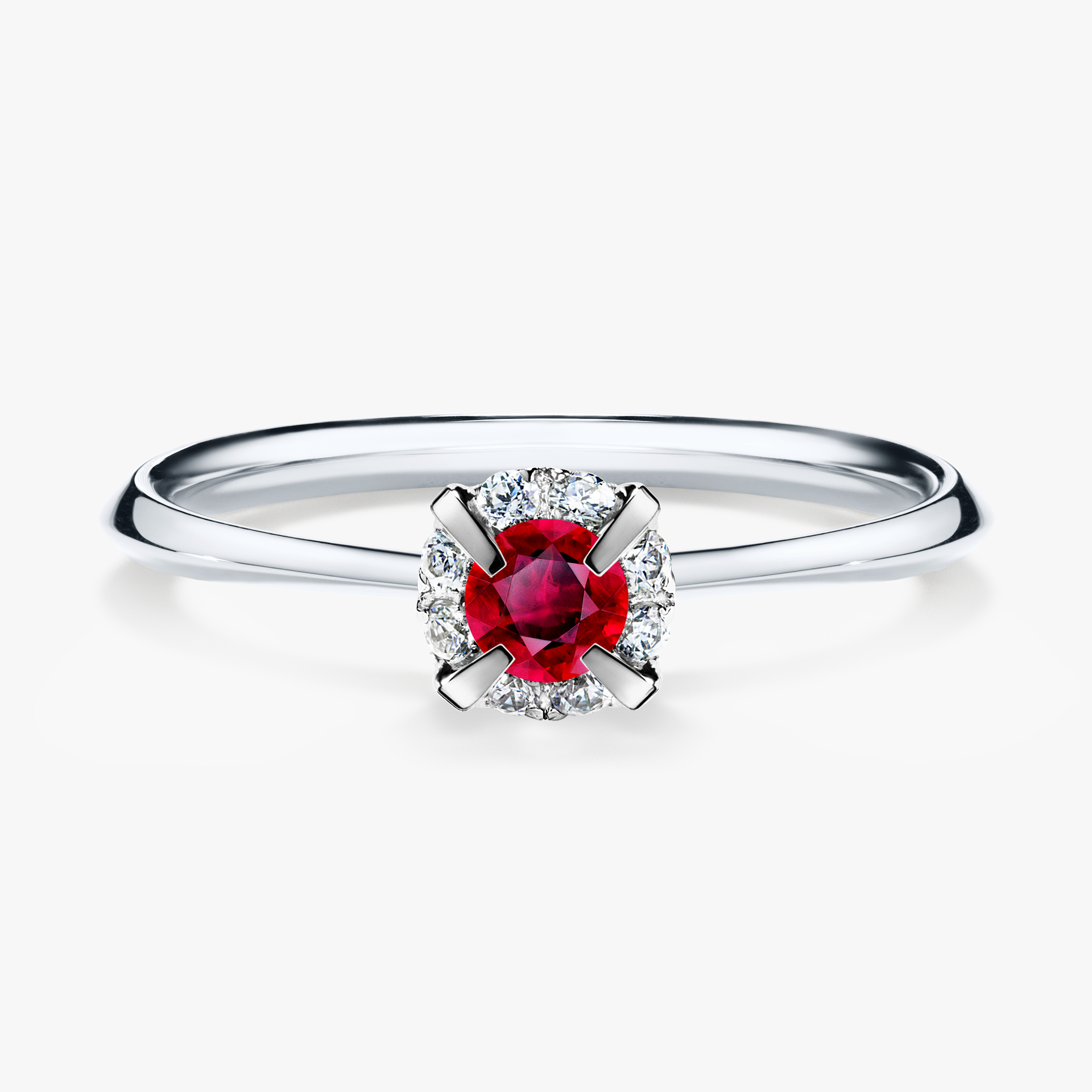 Pierścionek zaręczynowy My Beauty z białego złota z rubinem 0,14ct