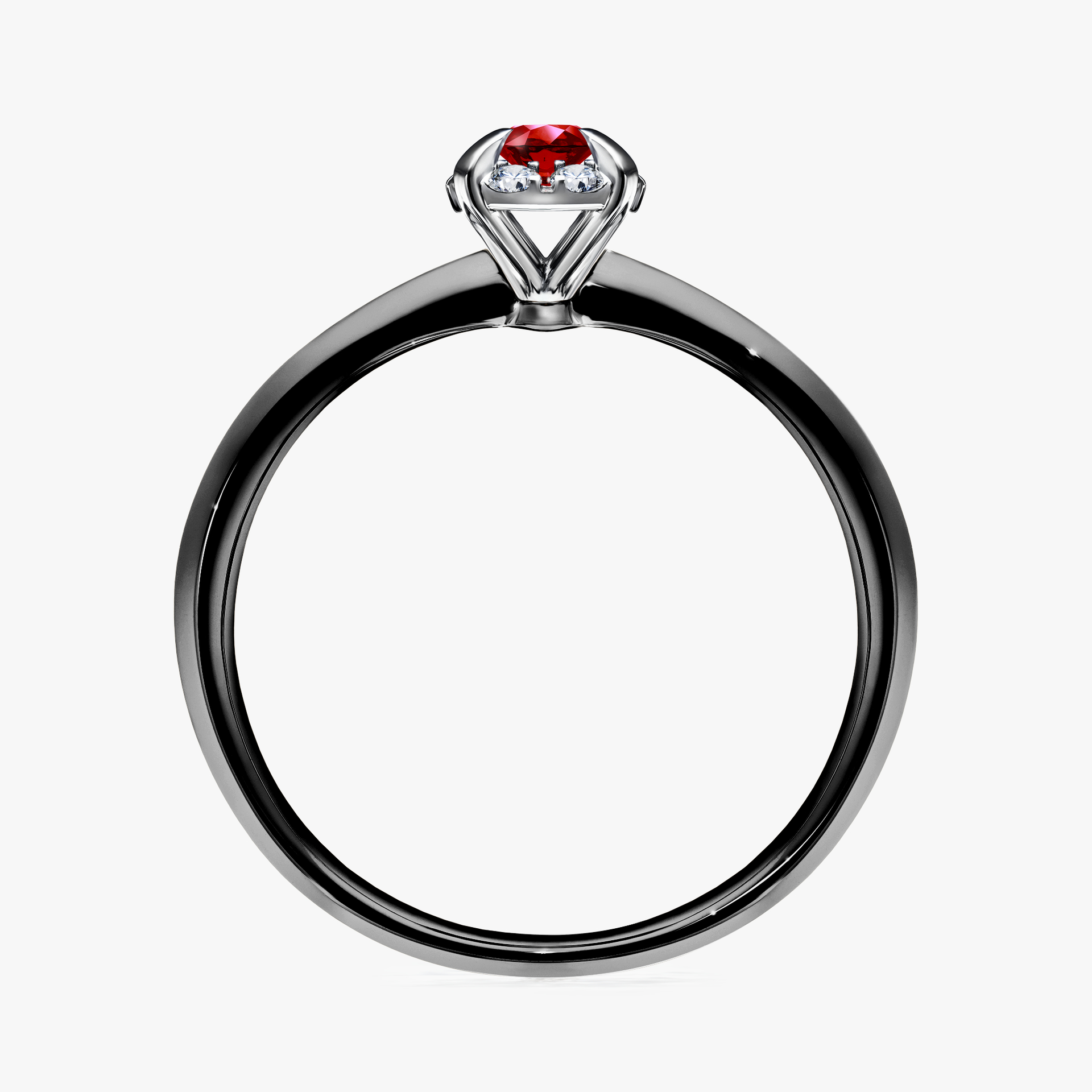 Pierścionek zaręczynowy My Beauty z czarnego złota z rubinem 0,14ct