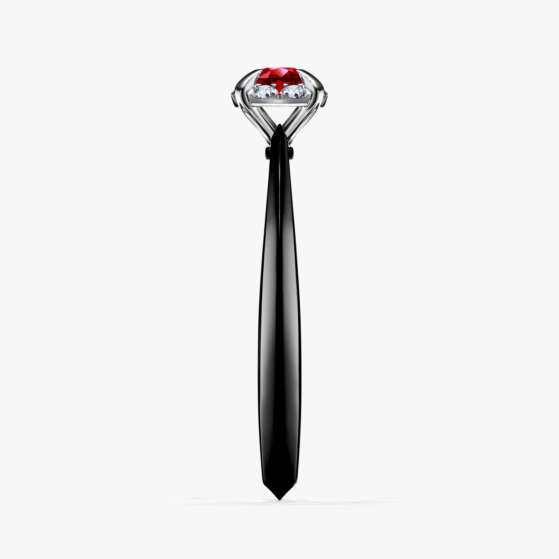 Pierścionek zaręczynowy My Beauty z czarnego złota z rubinem 0,14ct