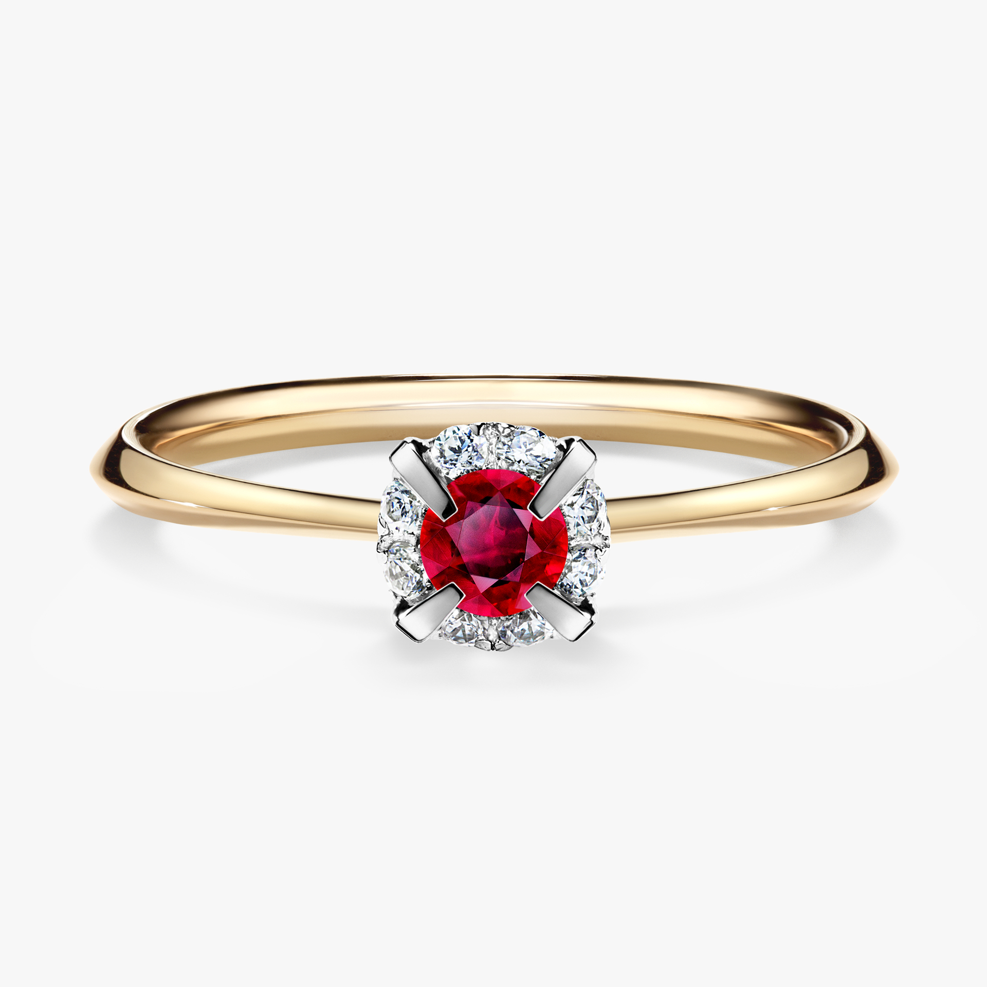 Pierścionek zaręczynowy My Beauty z żółtego złota z rubinem 0,14ct