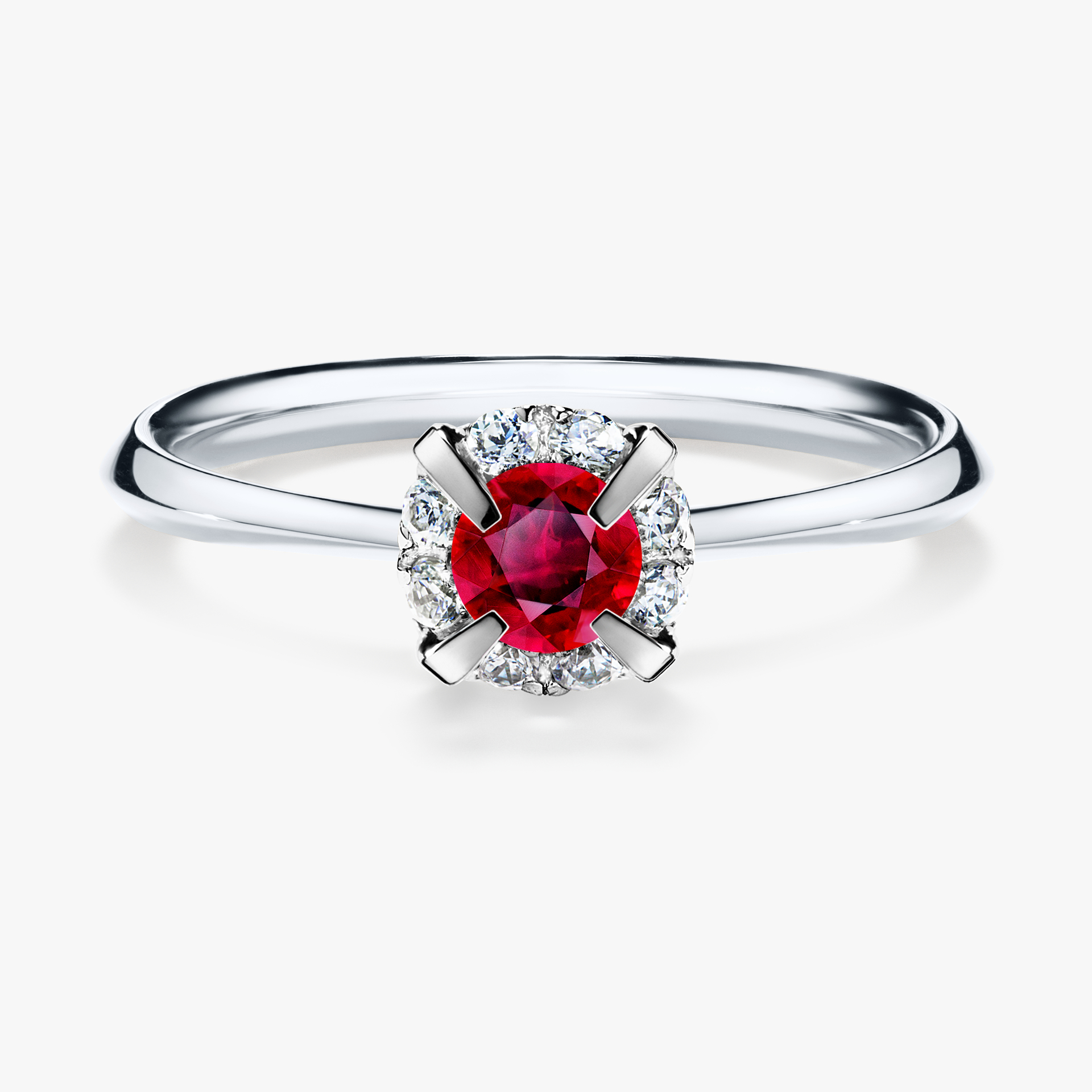 Pierścionek zaręczynowy My Beauty z białego złota z rubinem 0,33ct