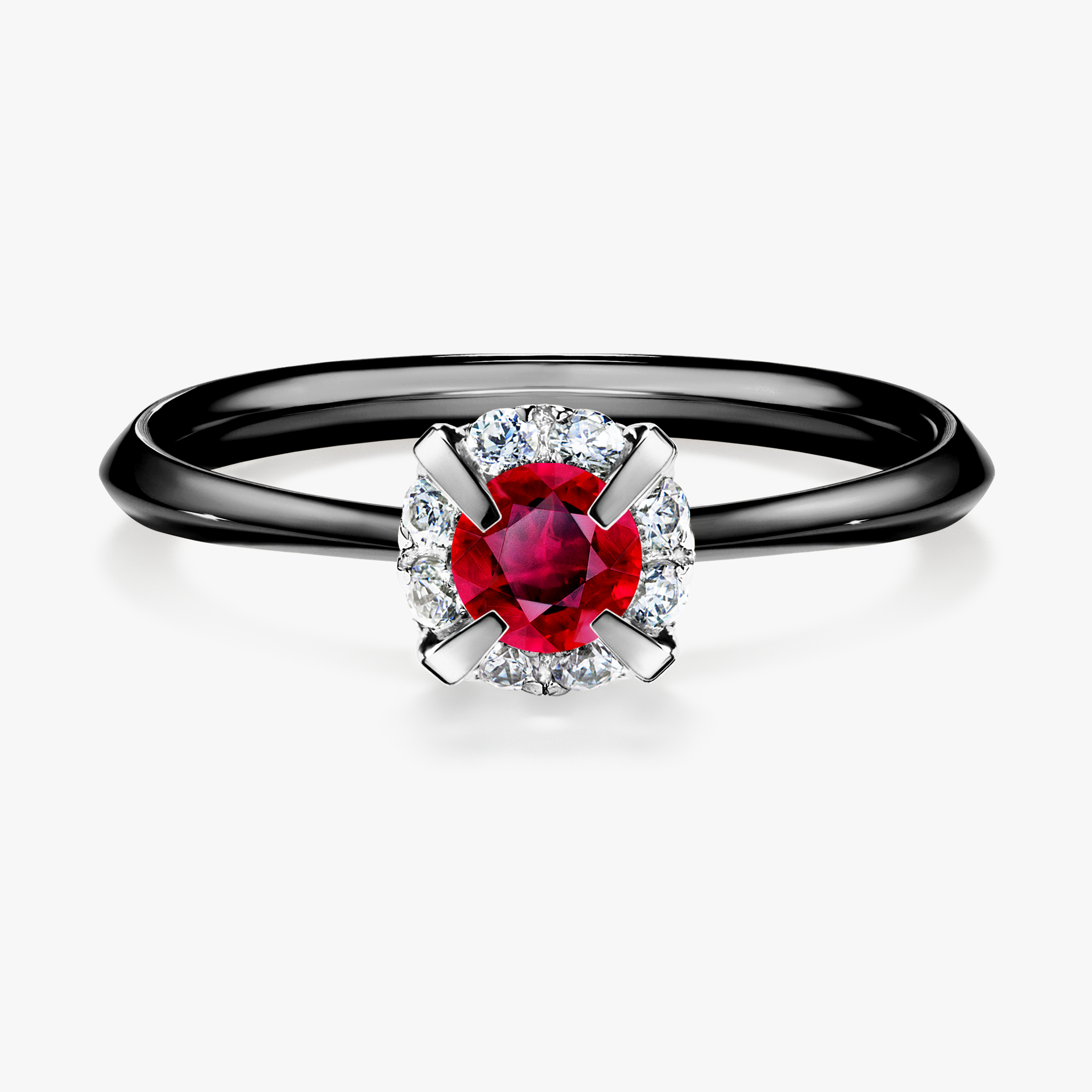 Pierścionek zaręczynowy My Beauty z czarnego złota z rubinem 0,33ct
