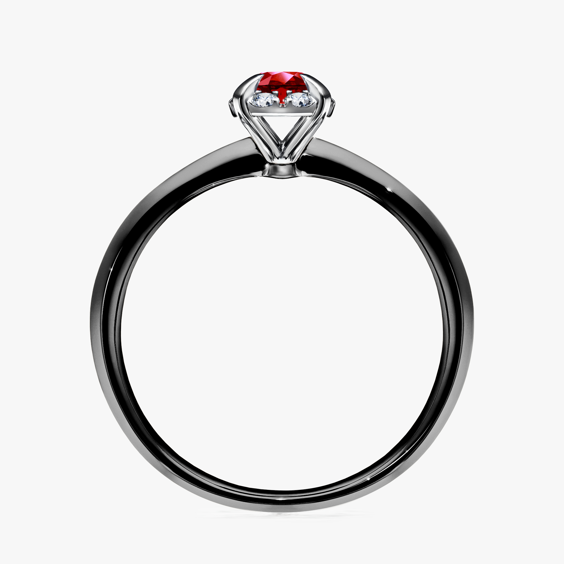 Pierścionek zaręczynowy My Beauty z czarnego złota z rubinem 0,33ct