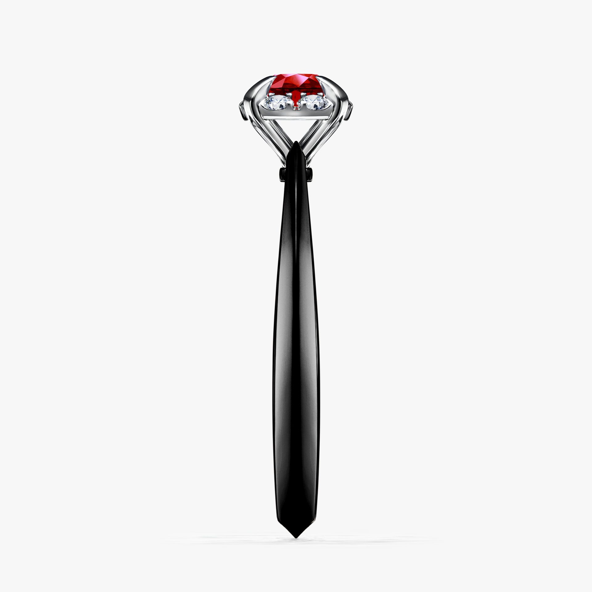 Pierścionek zaręczynowy My Beauty z czarnego złota z rubinem 0,33ct