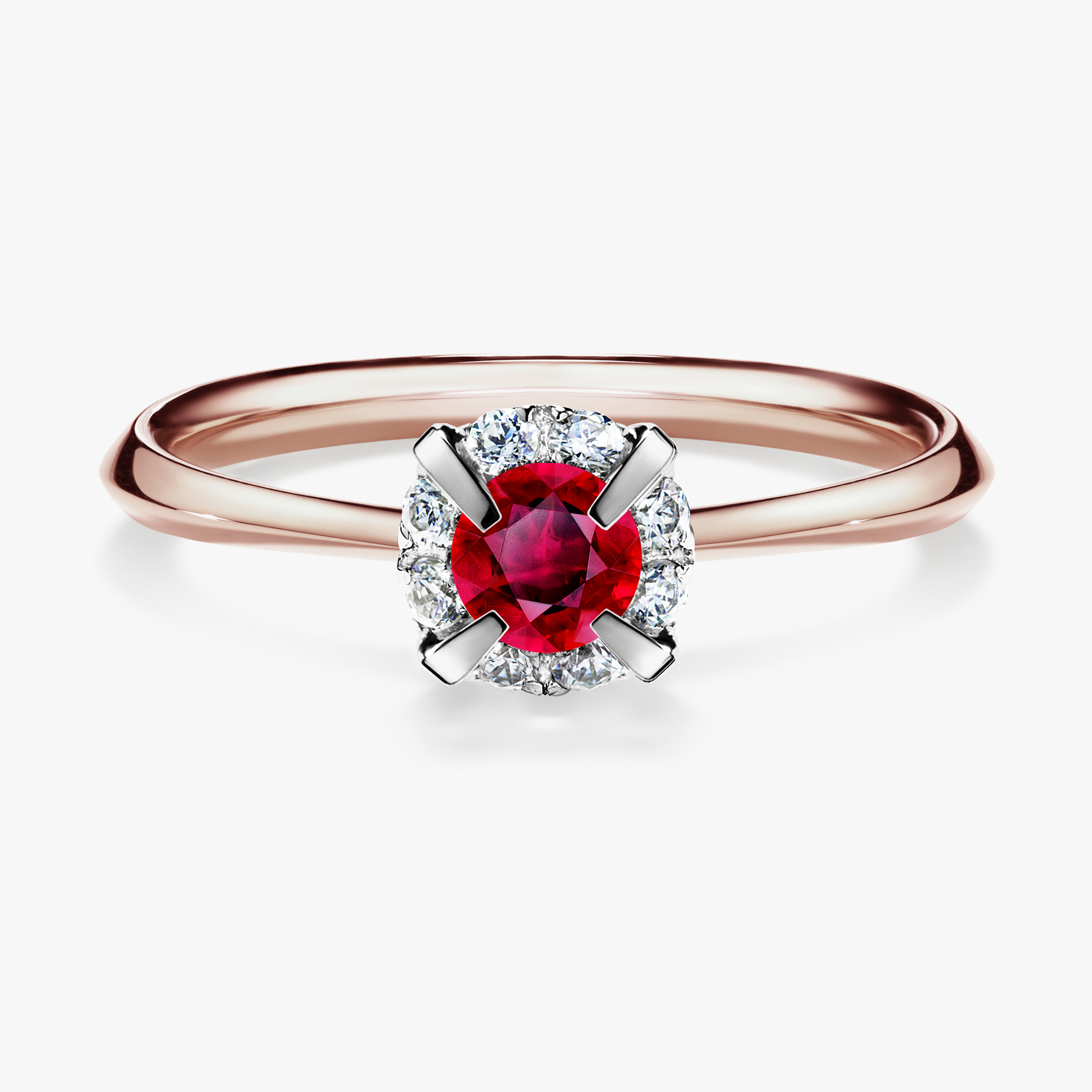 Pierścionek zaręczynowy My Beauty z różowego złota z rubinem 0,33ct