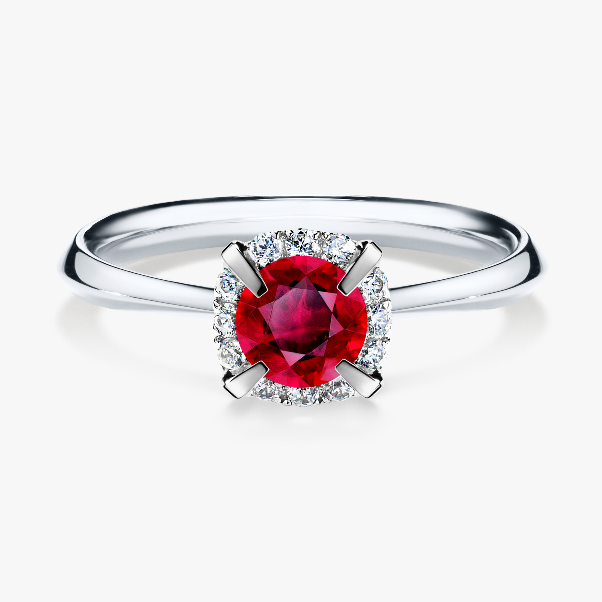 Pierścionek zaręczynowy My Beauty z białego złota z rubinem 0,62ct
