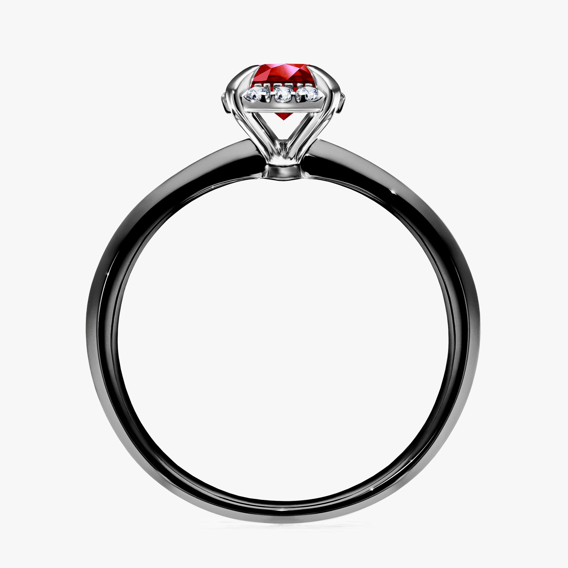 Pierścionek zaręczynowy My Beauty z czarnego złota z rubinem 0,62ct