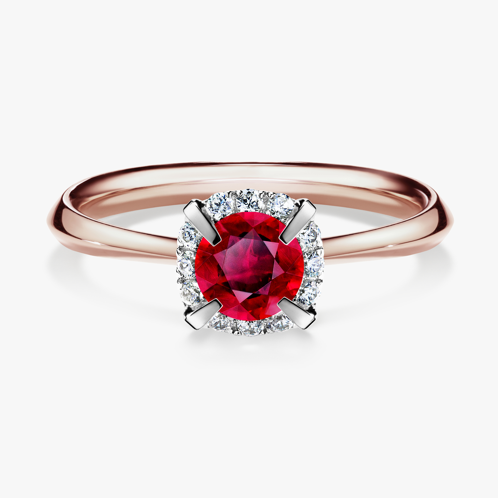 Pierścionek zaręczynowy My Beauty z różowego złota z rubinem 0,62ct