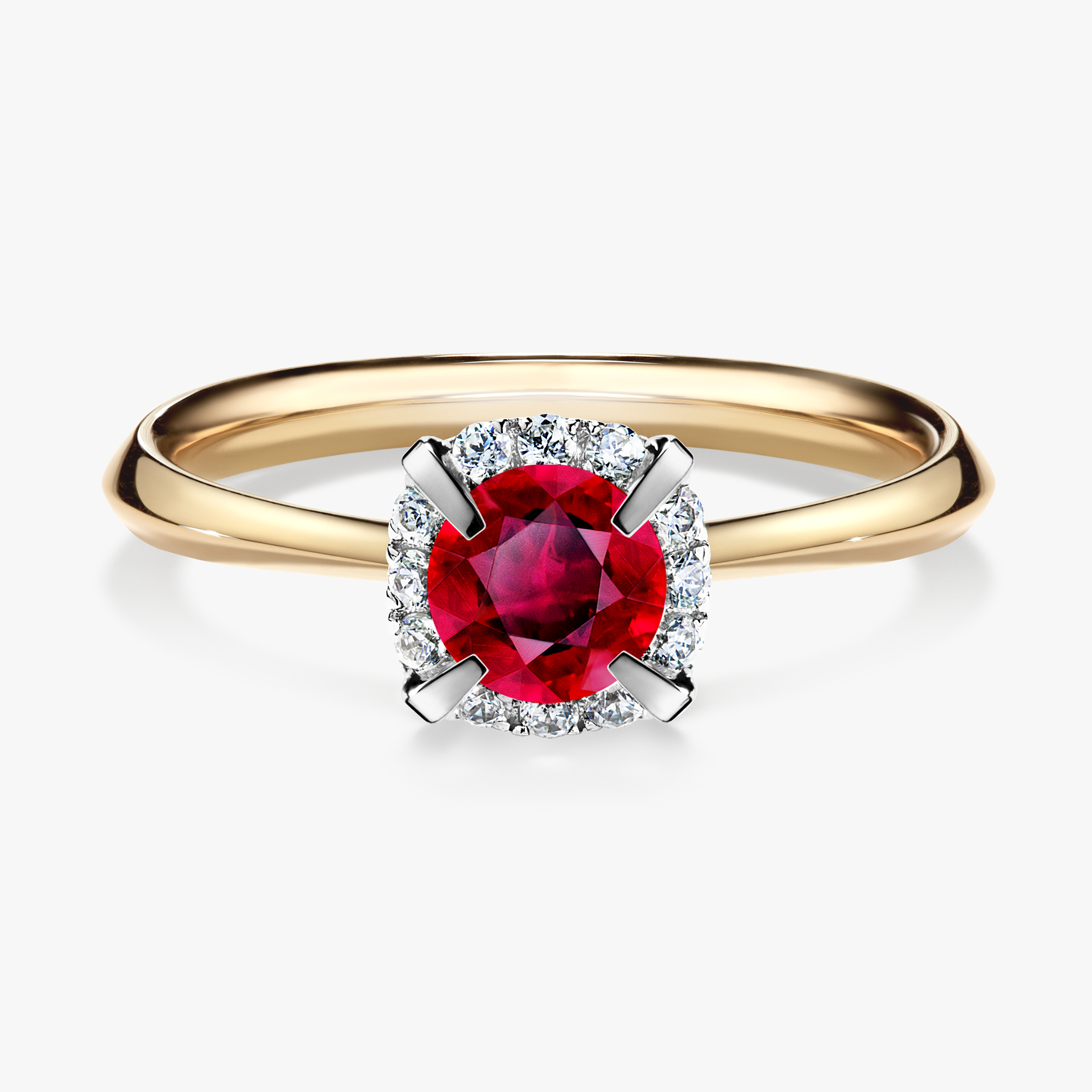 Pierścionek zaręczynowy My Beauty z żółtego złota z rubinem 0,62ct