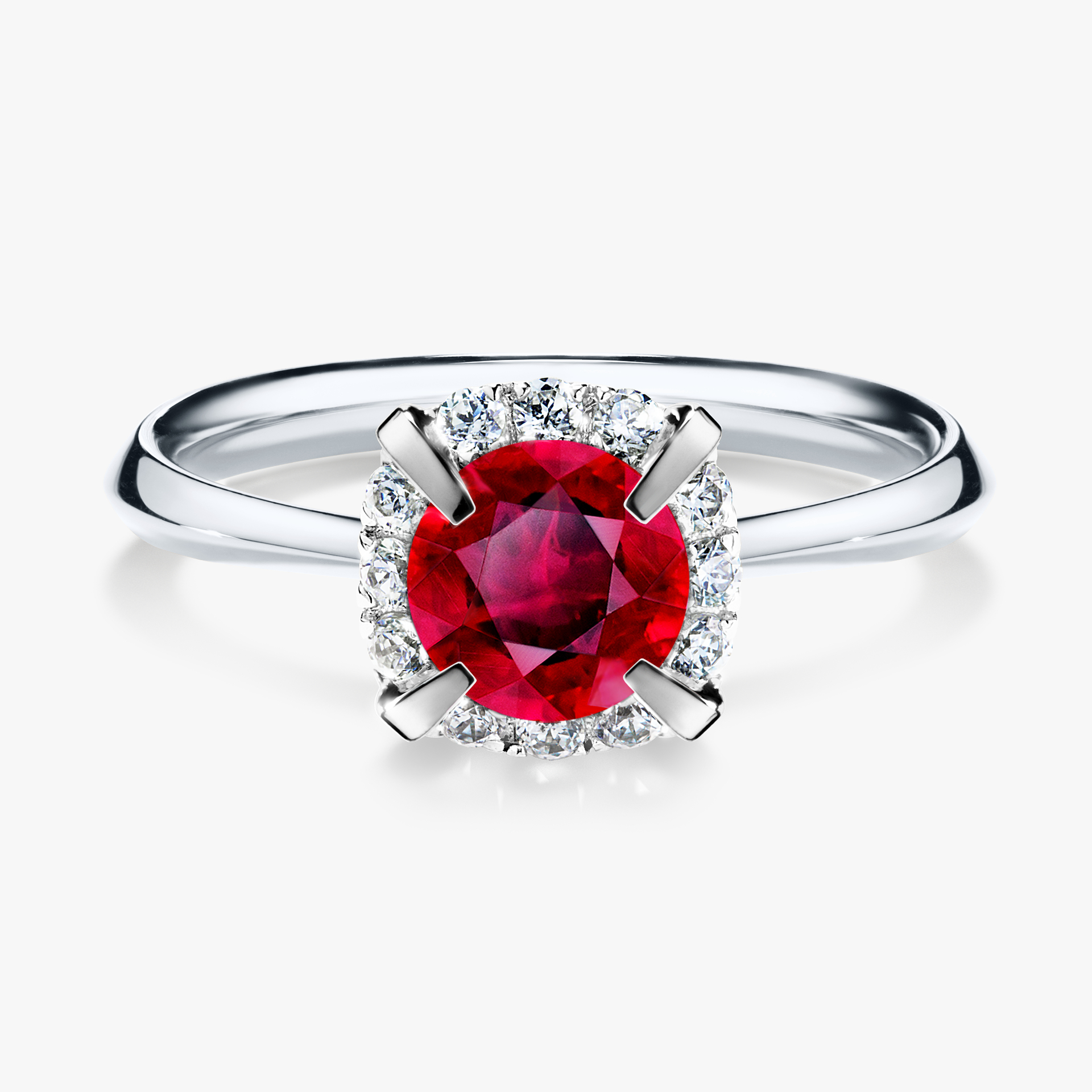 Pierścionek zaręczynowy My Beauty z białego złota z rubinem 0,98ct