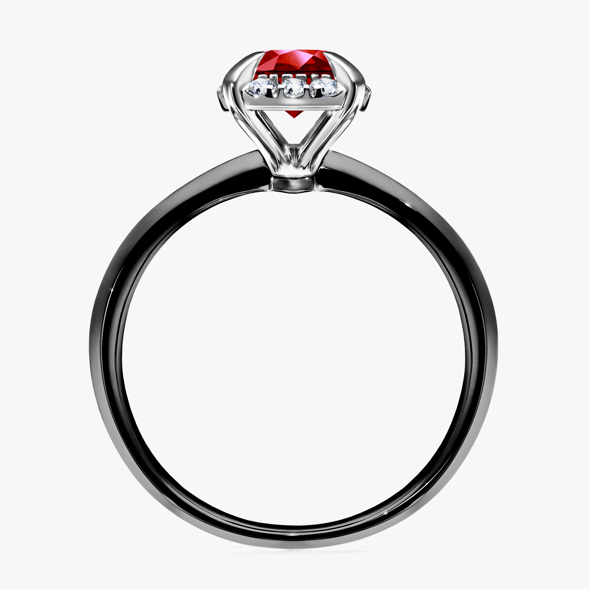 Pierścionek zaręczynowy My Beauty z czarnego złota z rubinem 0,98ct