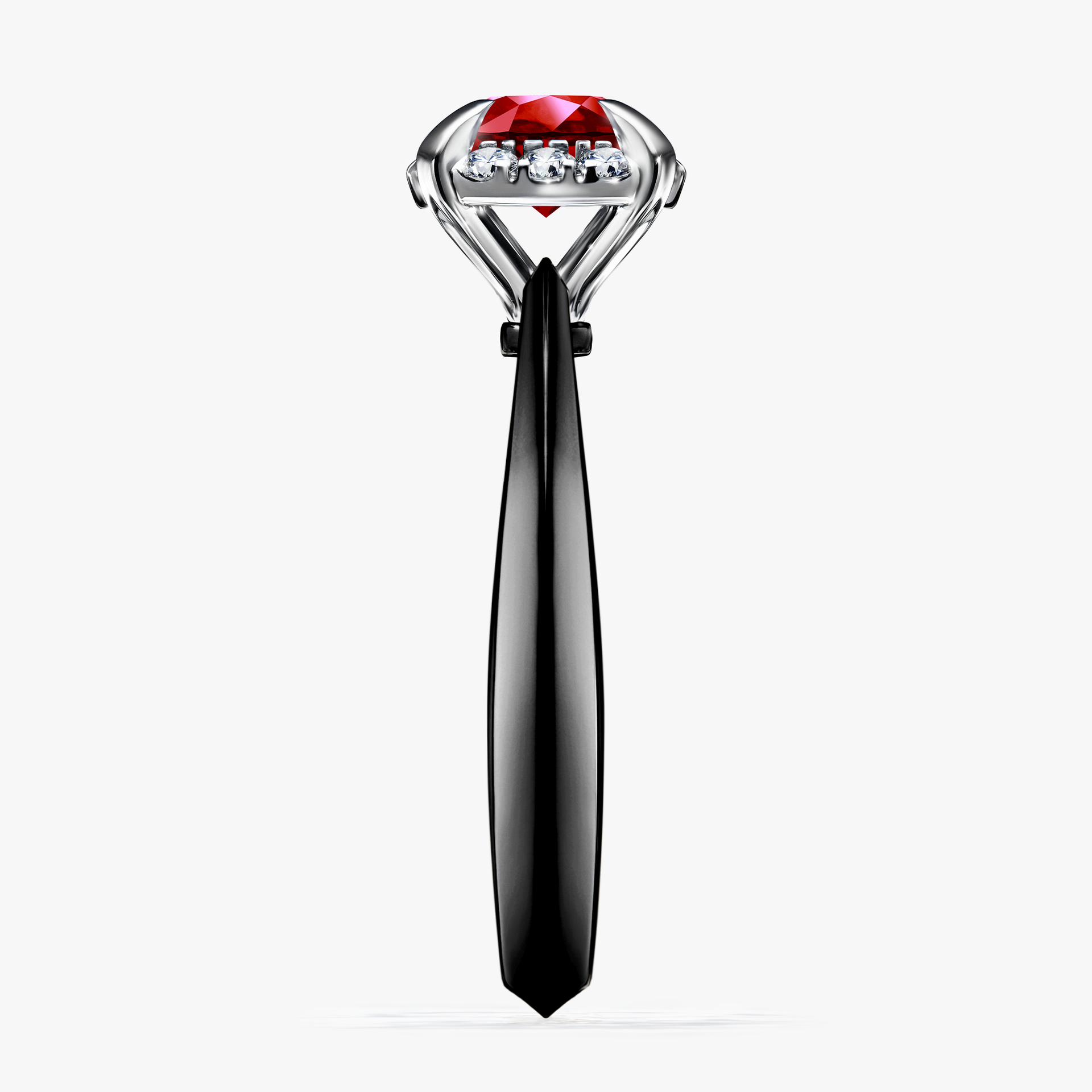 Pierścionek zaręczynowy My Beauty z czarnego złota z rubinem 0,98ct