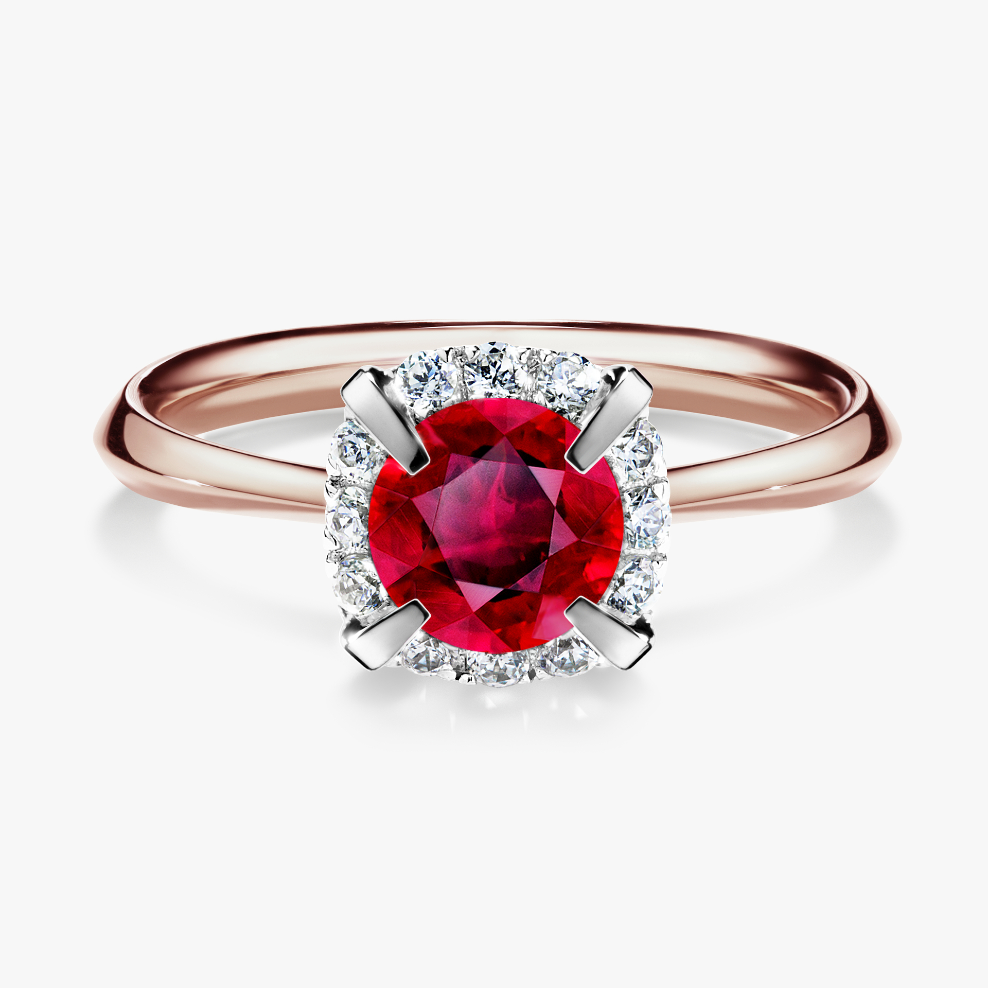 Pierścionek zaręczynowy My Beauty z różowego złota z rubinem 0,98ct