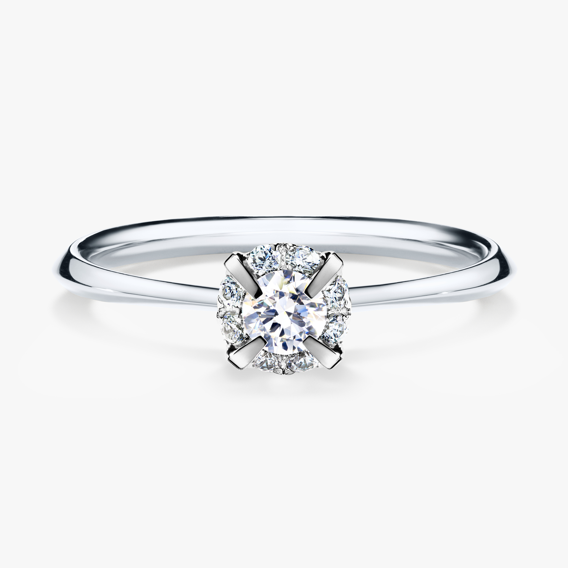 Pierścionek zaręczynowy My Beauty z białego złota z szafirem białym 0,14ct