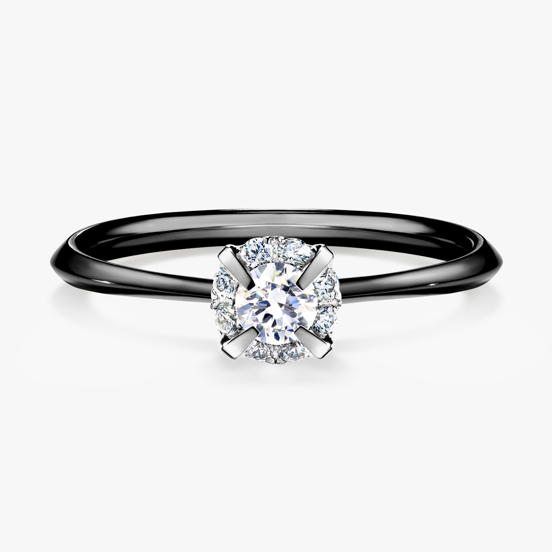 Pierścionek zaręczynowy My Beauty z czarnego złota z szafirem białym 0,14ct
