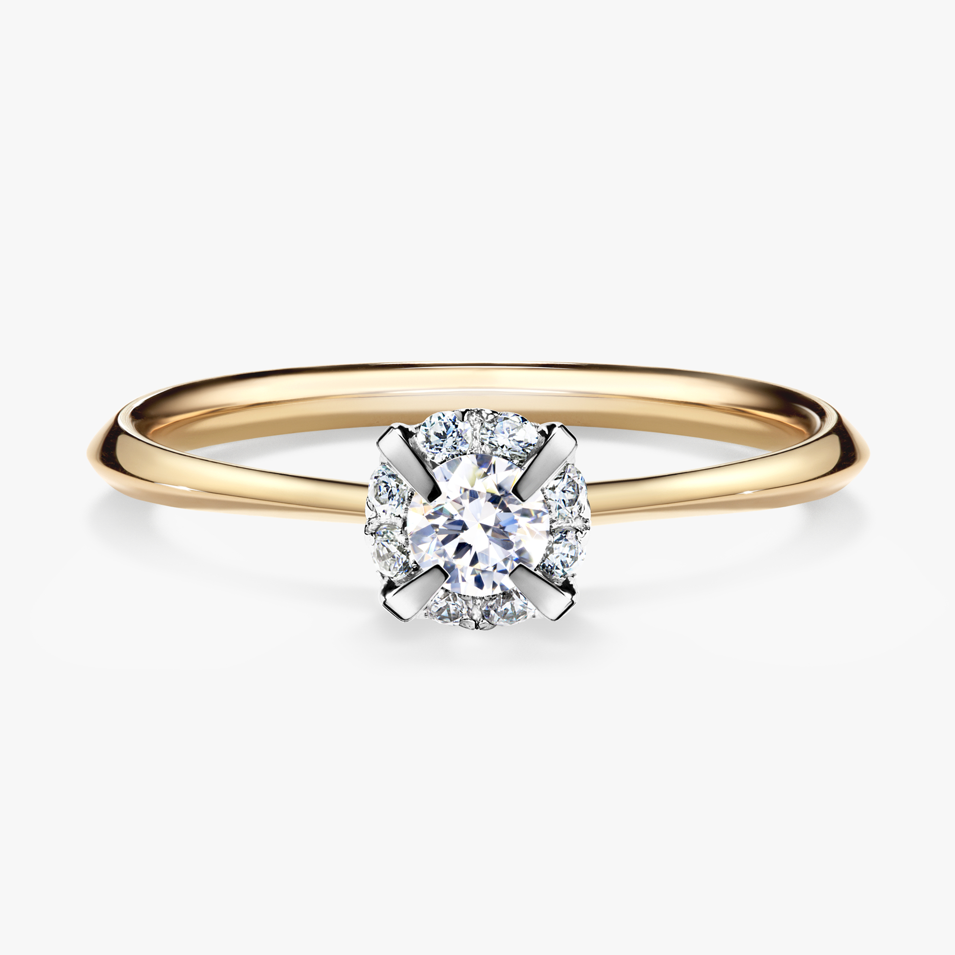 Pierścionek zaręczynowy My Beauty z żółtego złota z szafirem białym 0,14ct