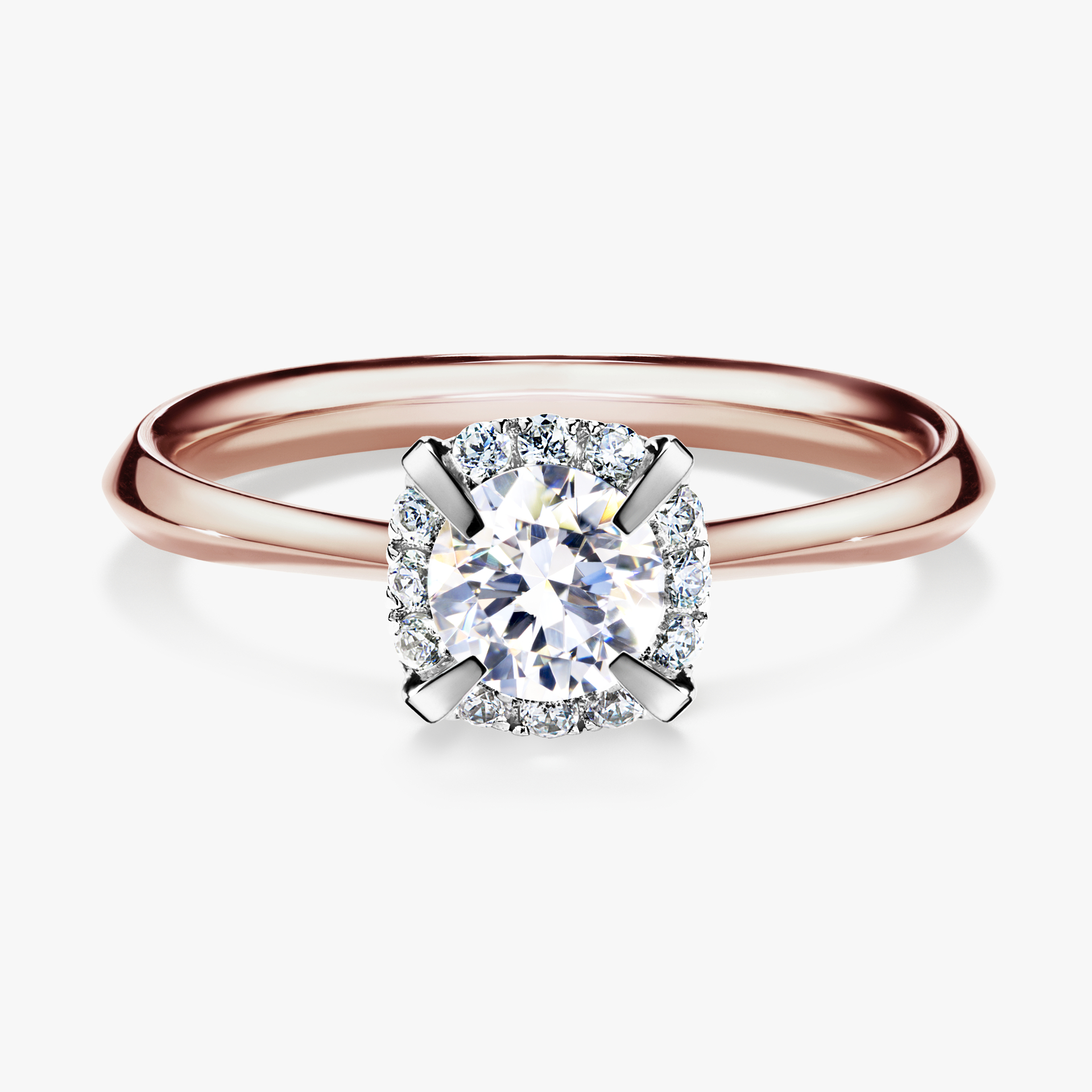 Pierścionek zaręczynowy My Beauty z różowego złota z szafirem białym 0,62ct