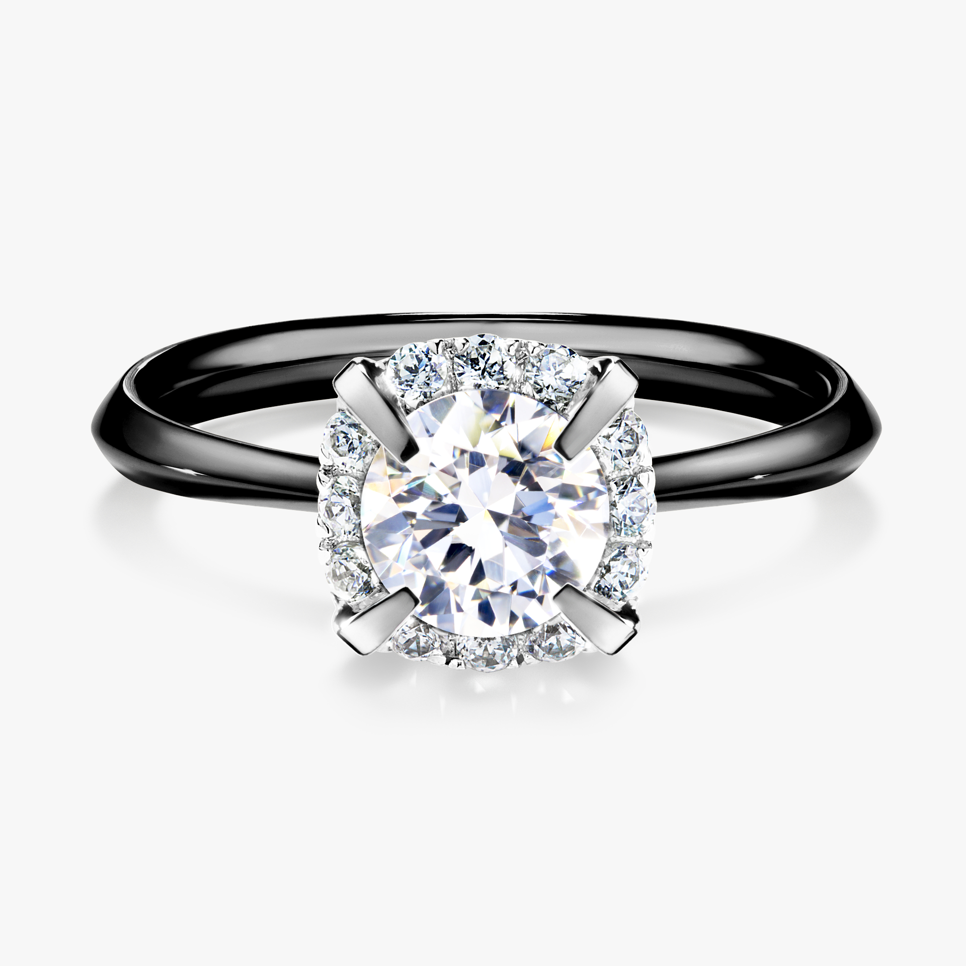 Pierścionek zaręczynowy My Beauty z czarnego złota z szafirem białym 0,98ct